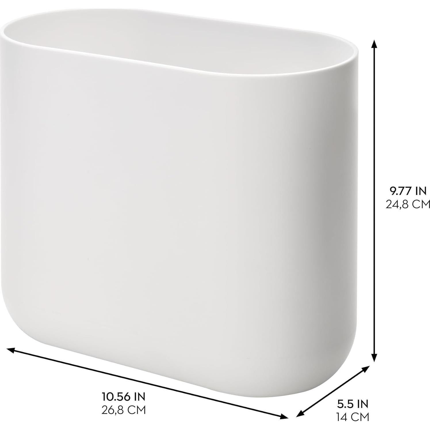 Cubo de Basura Ovalado iDesign Cade 3L Blanco 26.8x14x24.8cm