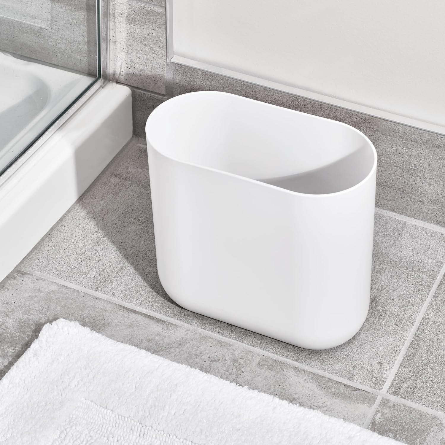 Cubo de Basura Ovalado iDesign Cade 3L Blanco 26.8x14x24.8cm