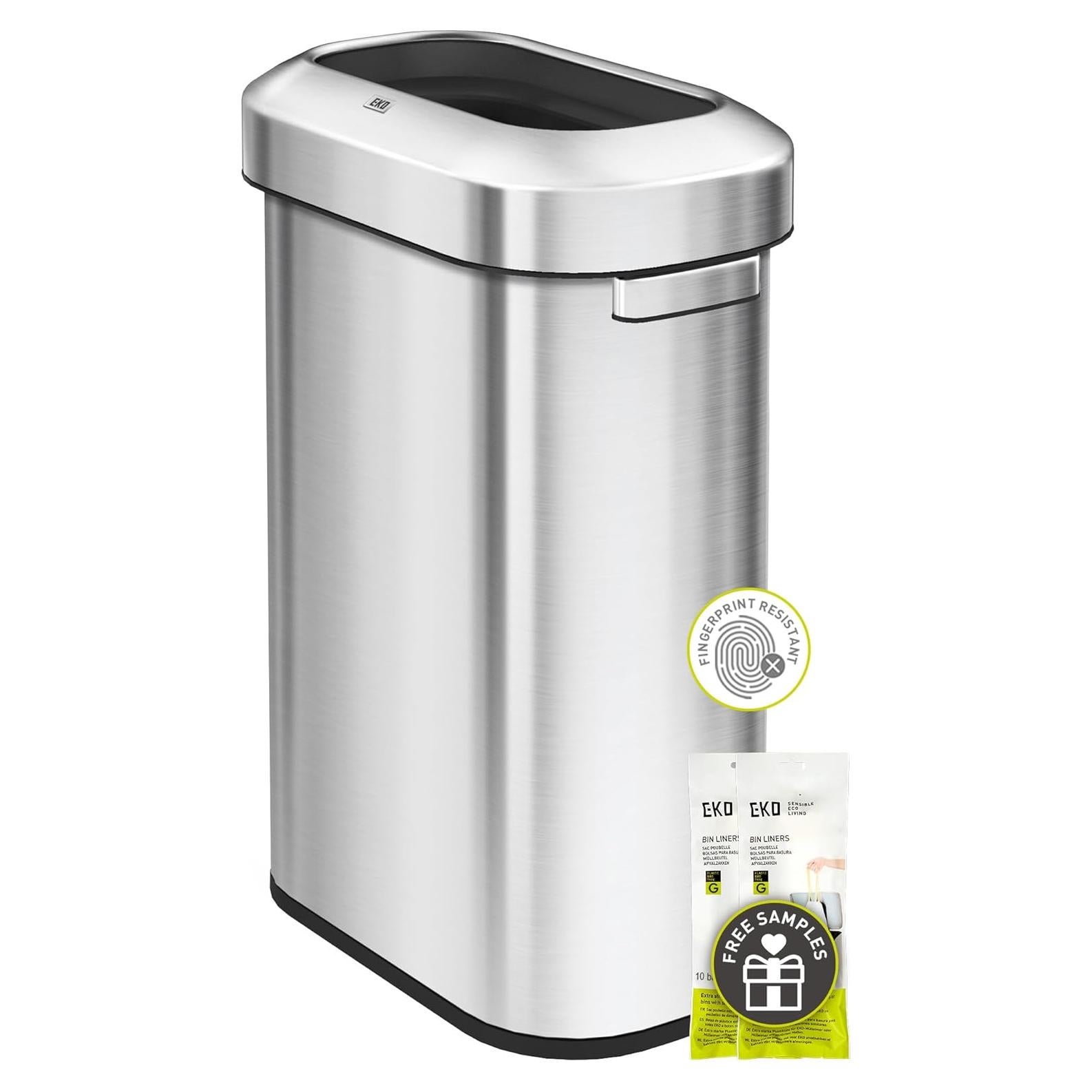 Cubo de Basura EKO Abierto 90L Acero Inoxidable Delgado