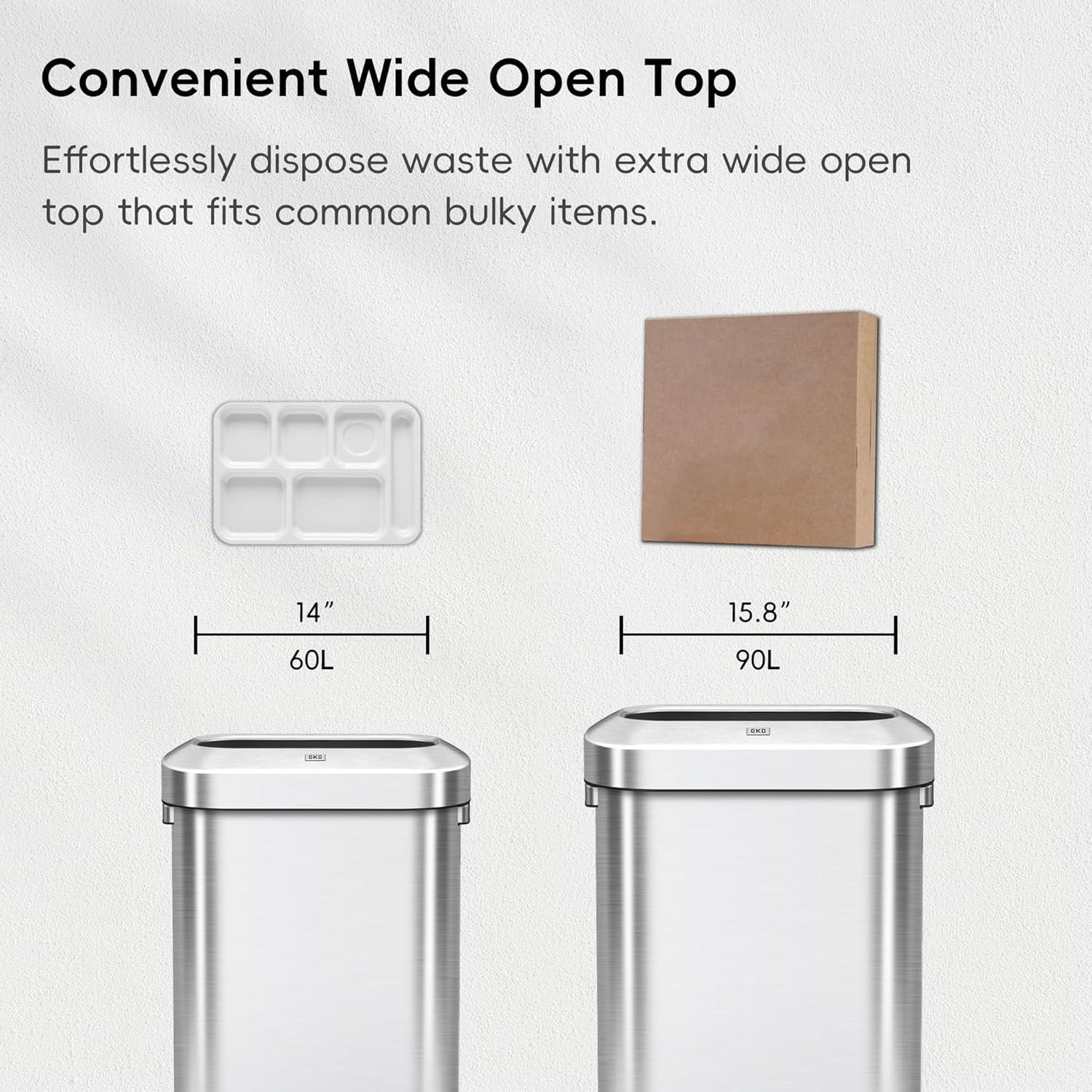 Cubo de Basura EKO Abierto 90L Acero Inoxidable Delgado