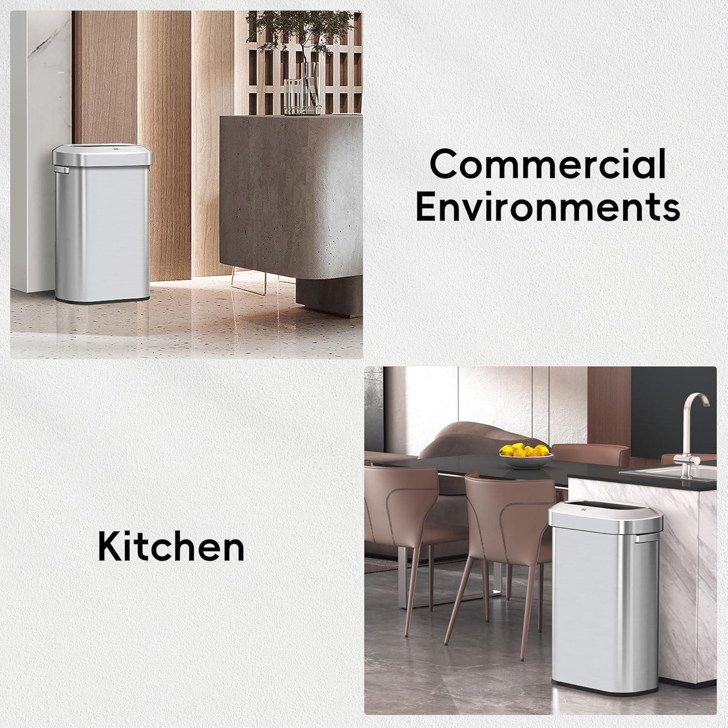 Cubo de Basura EKO Abierto 90L Acero Inoxidable Delgado