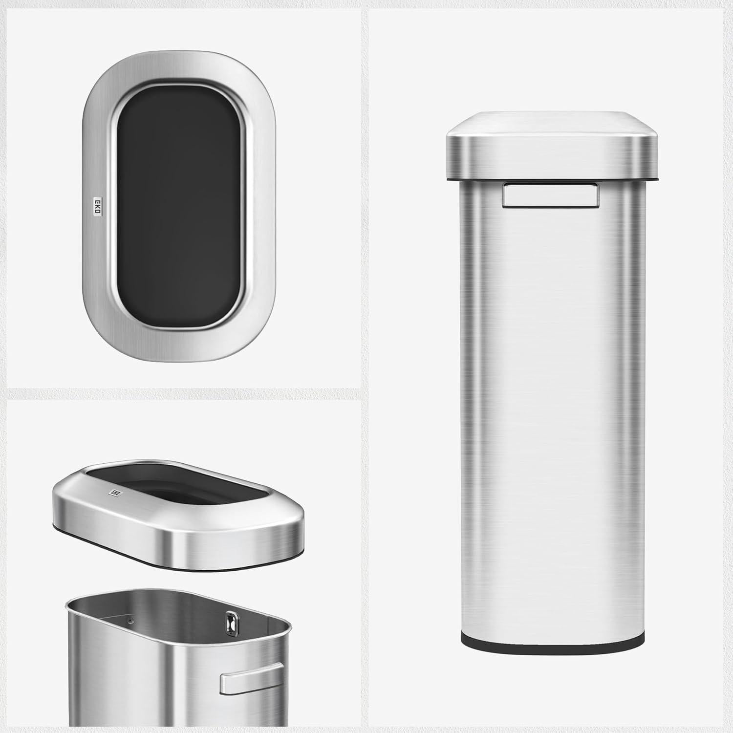 Cubo de Basura EKO Abierto 90L Acero Inoxidable Delgado