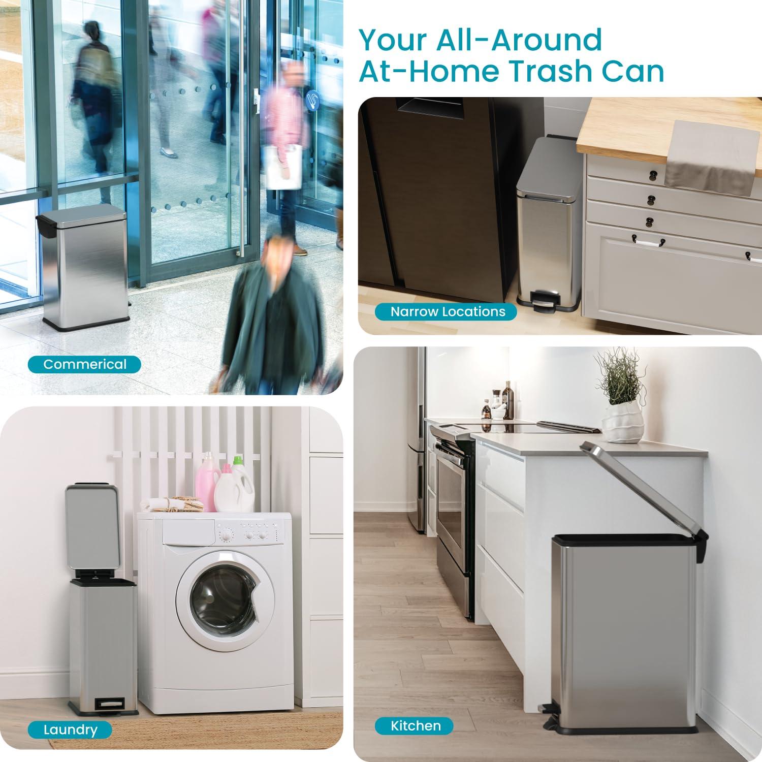 Bote de Basura Slim Home Zone Living 30L Acero Inoxidable Plata