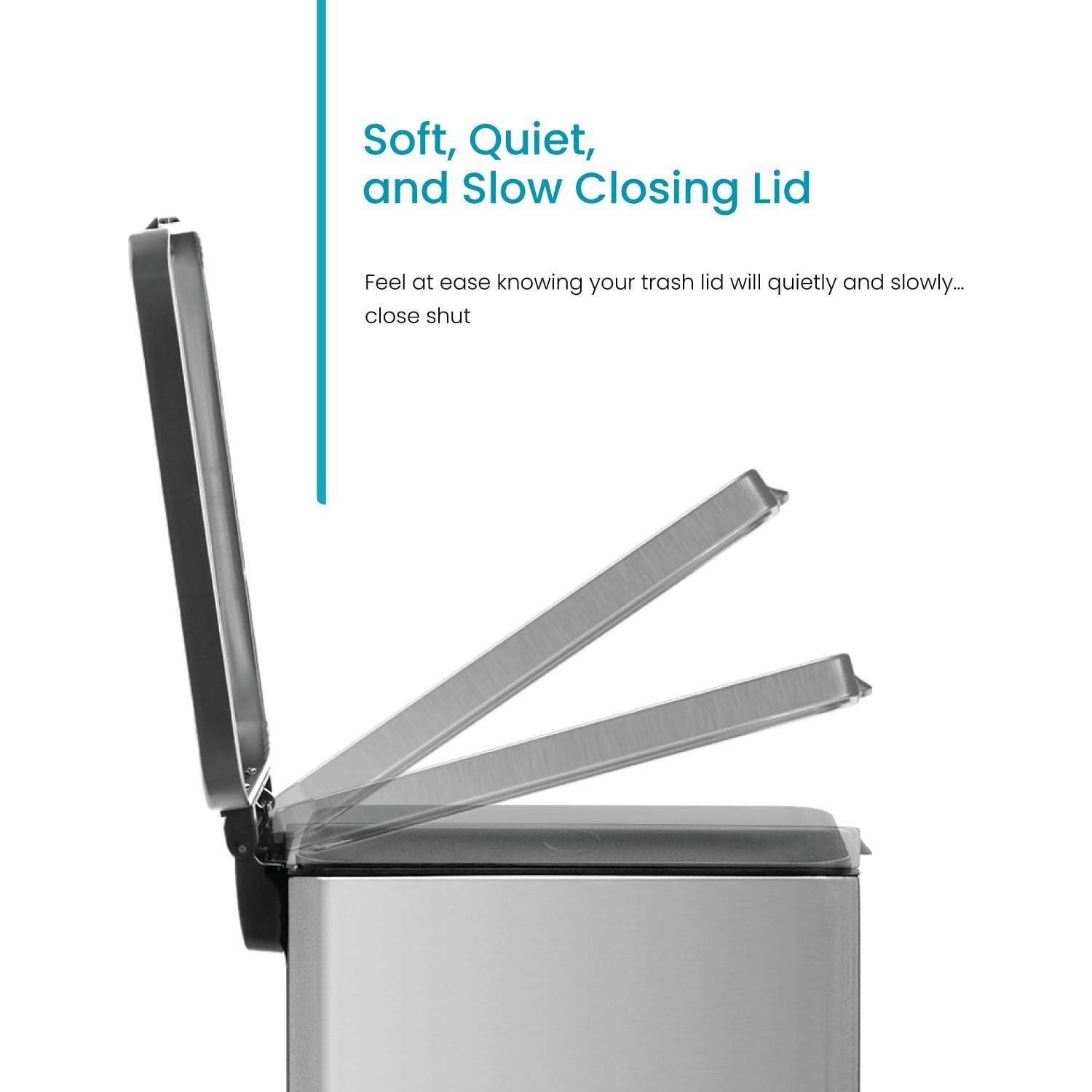 Bote de Basura Slim Home Zone Living 30L Acero Inoxidable Plata