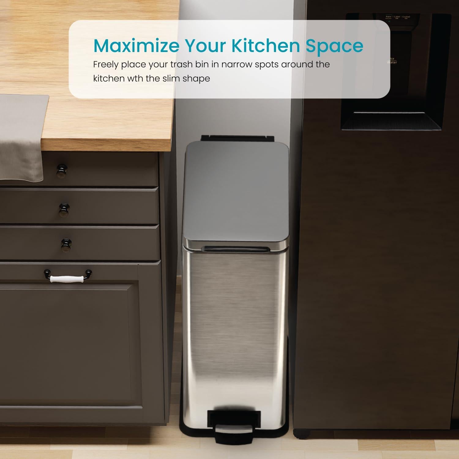 Bote de Basura Slim Home Zone Living 30L Acero Inoxidable Plata