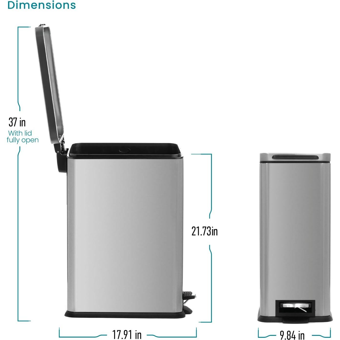 Bote de Basura Slim Home Zone Living 30L Acero Inoxidable Plata