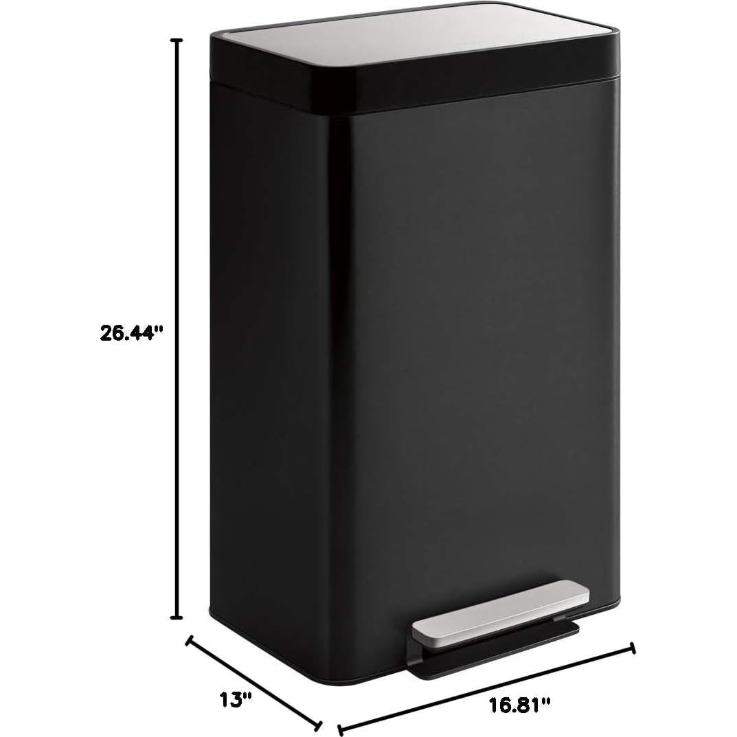 Cubo de Basura KOHLER 49L Acero Inoxidable Negro Pedal Silencioso