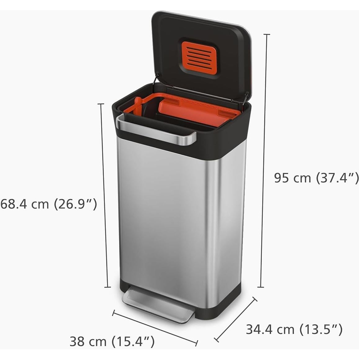 Cubeta de Basura Compresora Joseph Joseph Titan 90L Acero Inoxidable