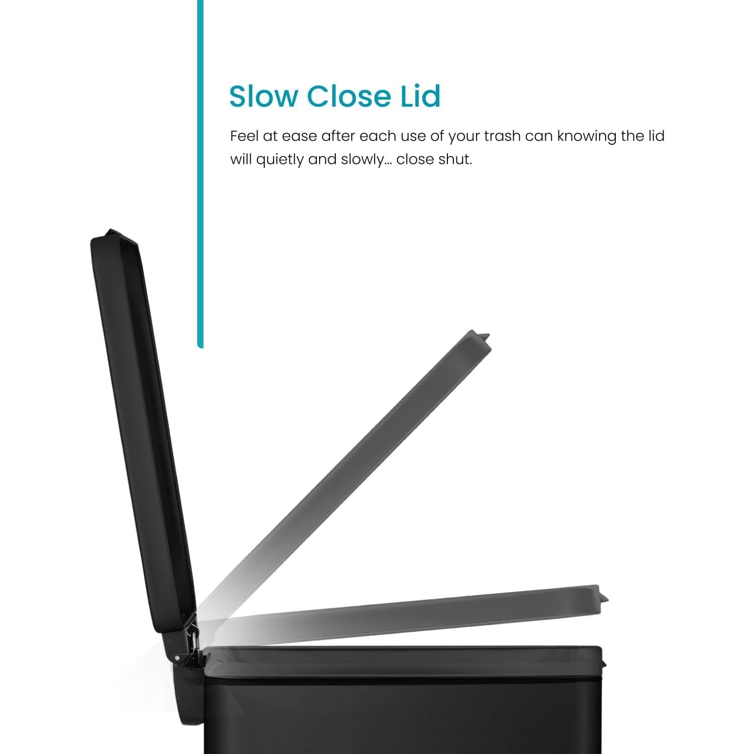 Cubo de Basura Slim Home Zone Living 15.14L Acero Inoxidable Negro Mate