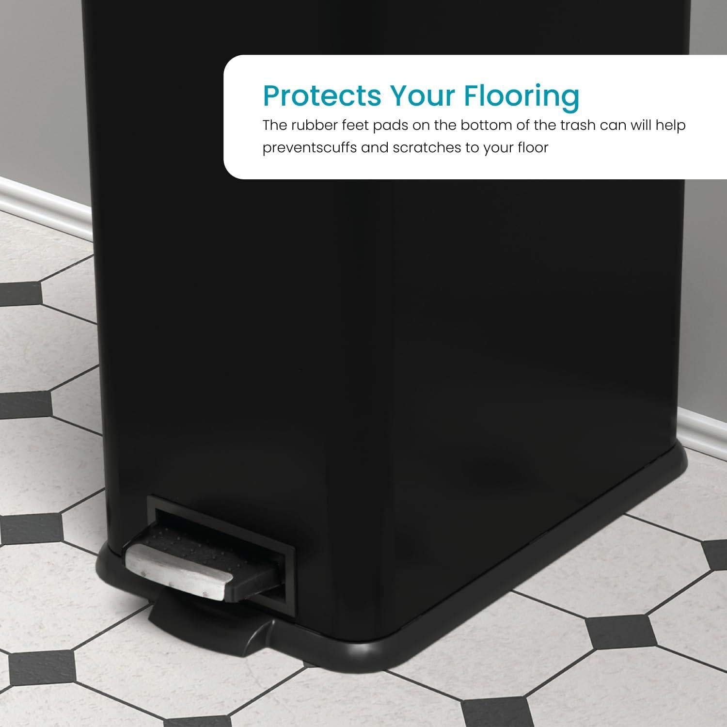 Cubo de Basura Slim Home Zone Living 15.14L Acero Inoxidable Negro Mate