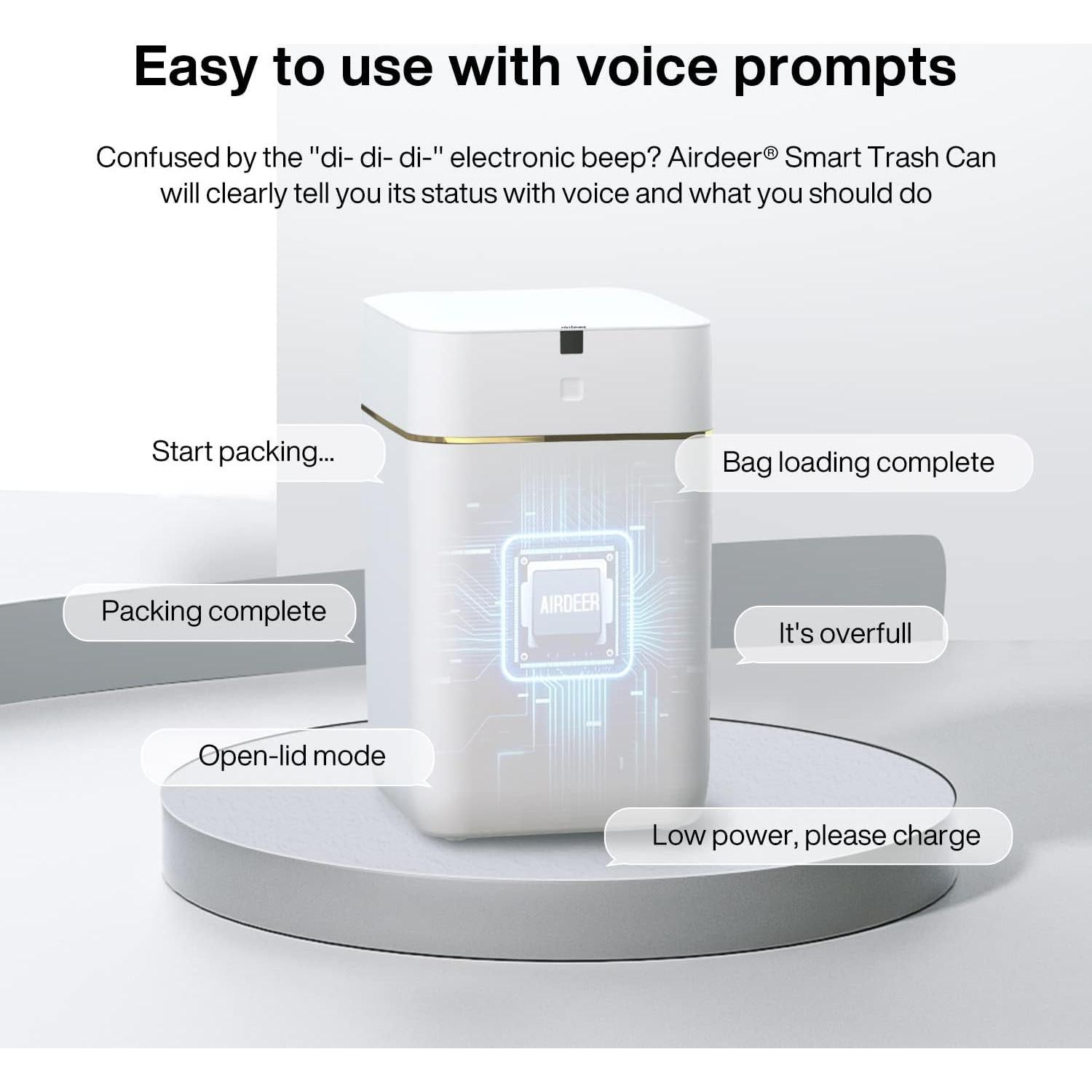 Cubo de Basura Inteligente Airdeer A1 15L con Sensor y Sellado