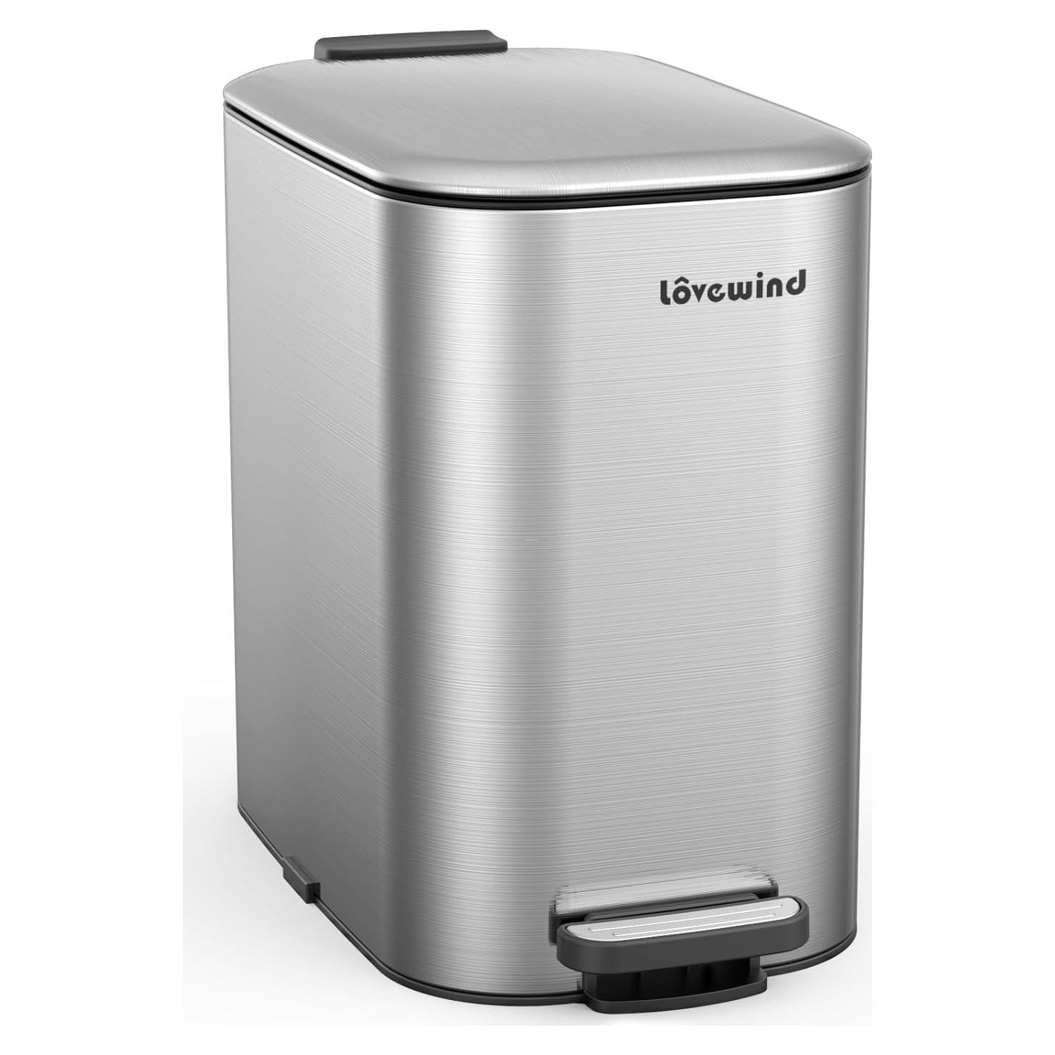 Basurero de Pedal Lovewind 20L Acero Inoxidable Plata