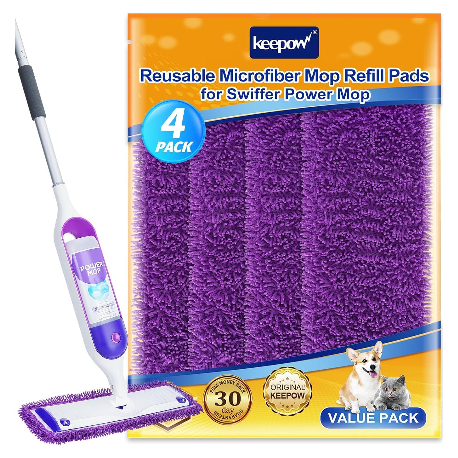 Paquete de 4 Paños Reutilizables KEEPOW para Mopas Swiffer 33-38 cm