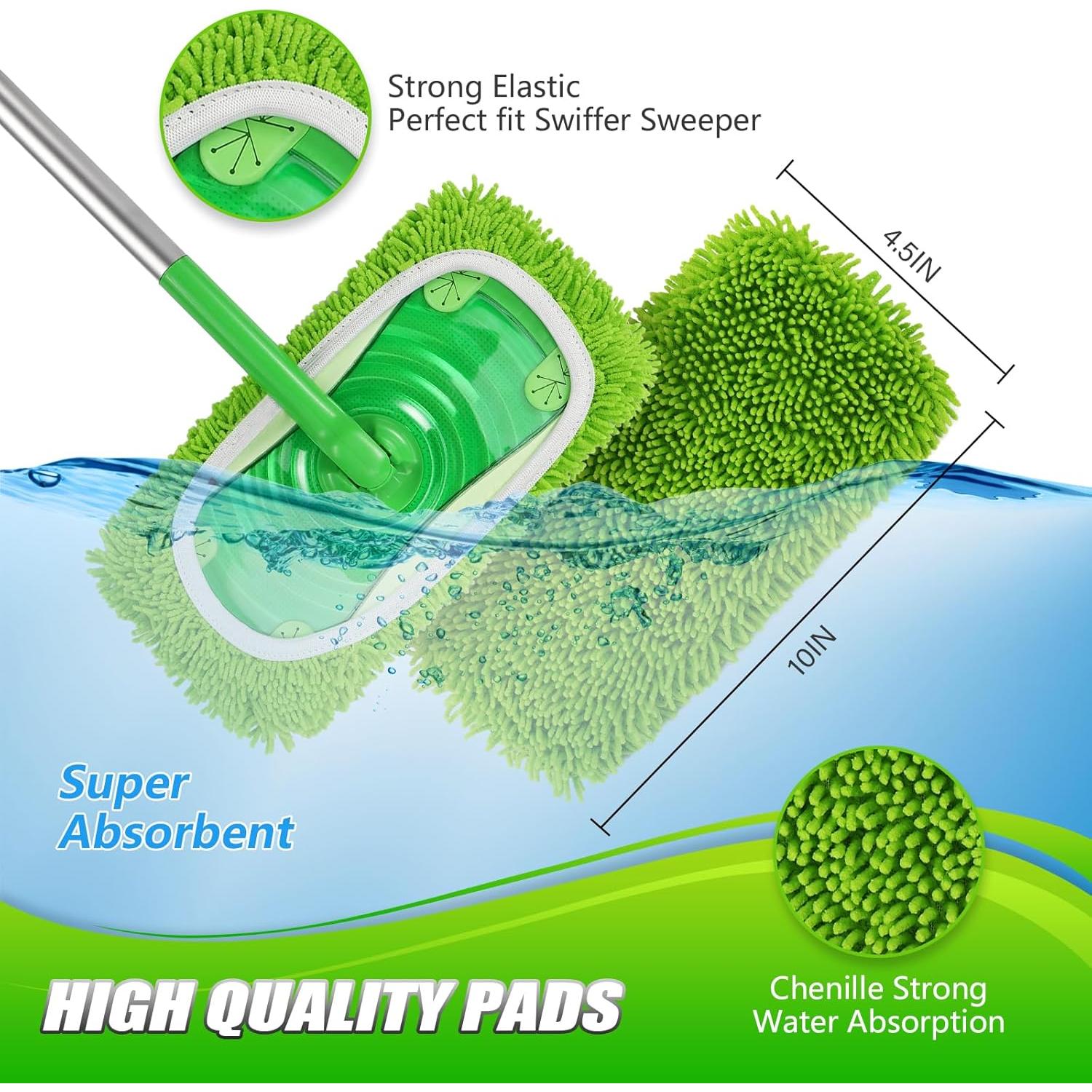 Juego de 4 Paños de Microfibra Meeti para Swiffer Verde