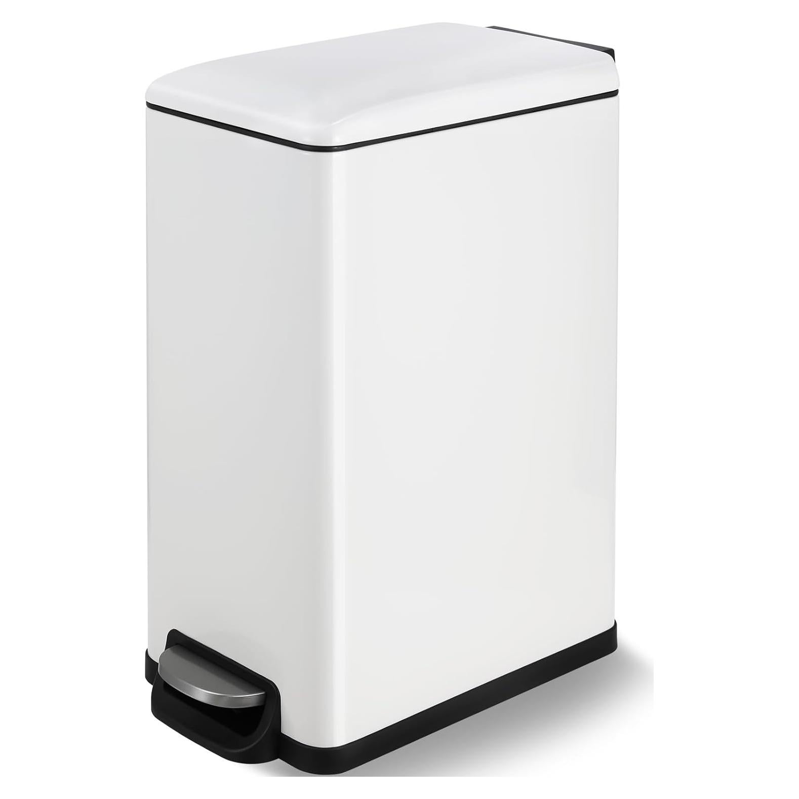 Cubo de Basura Arlopu 50L Acero Inoxidable Blanco con Tapa
