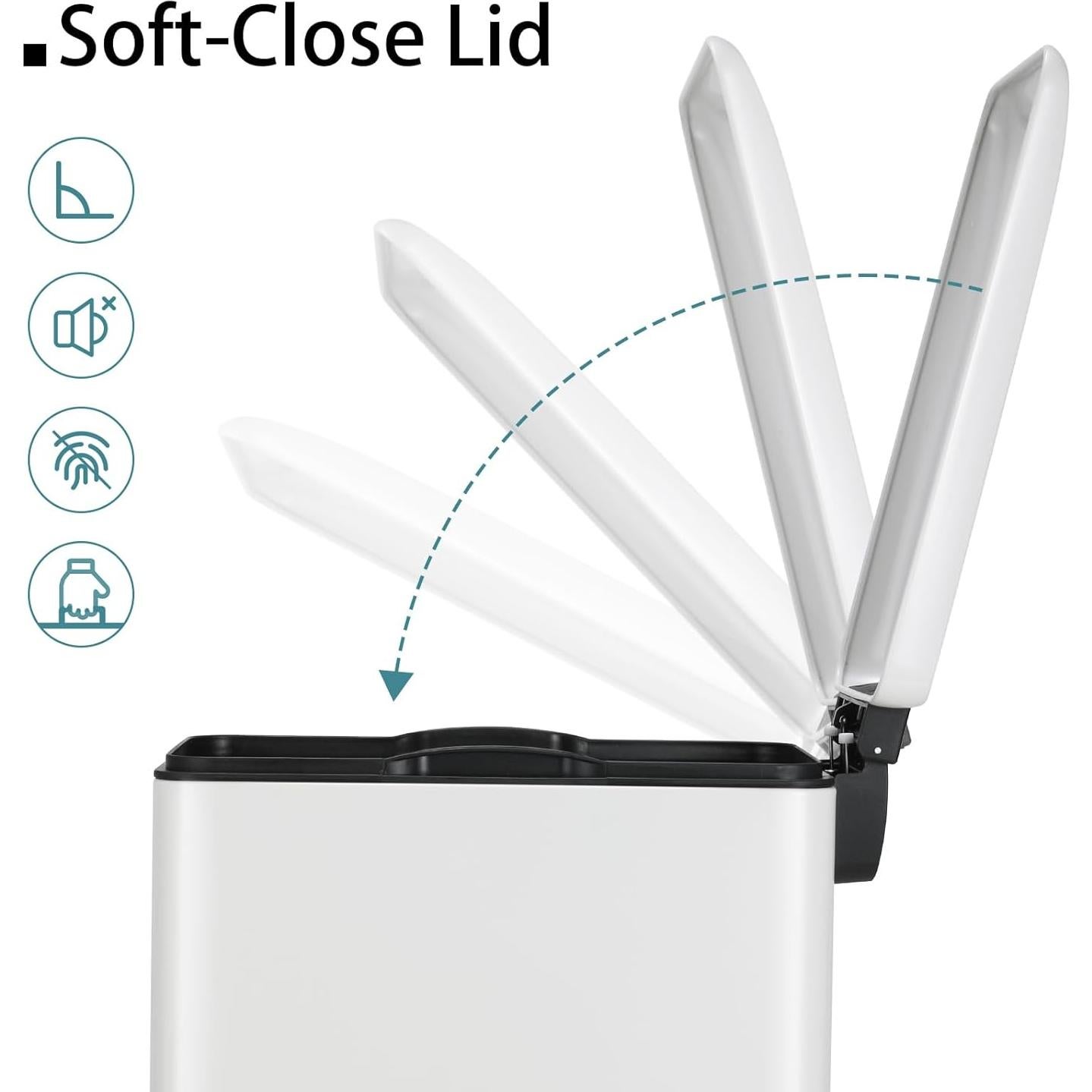 Cubo de Basura Arlopu 50L Acero Inoxidable Blanco con Tapa