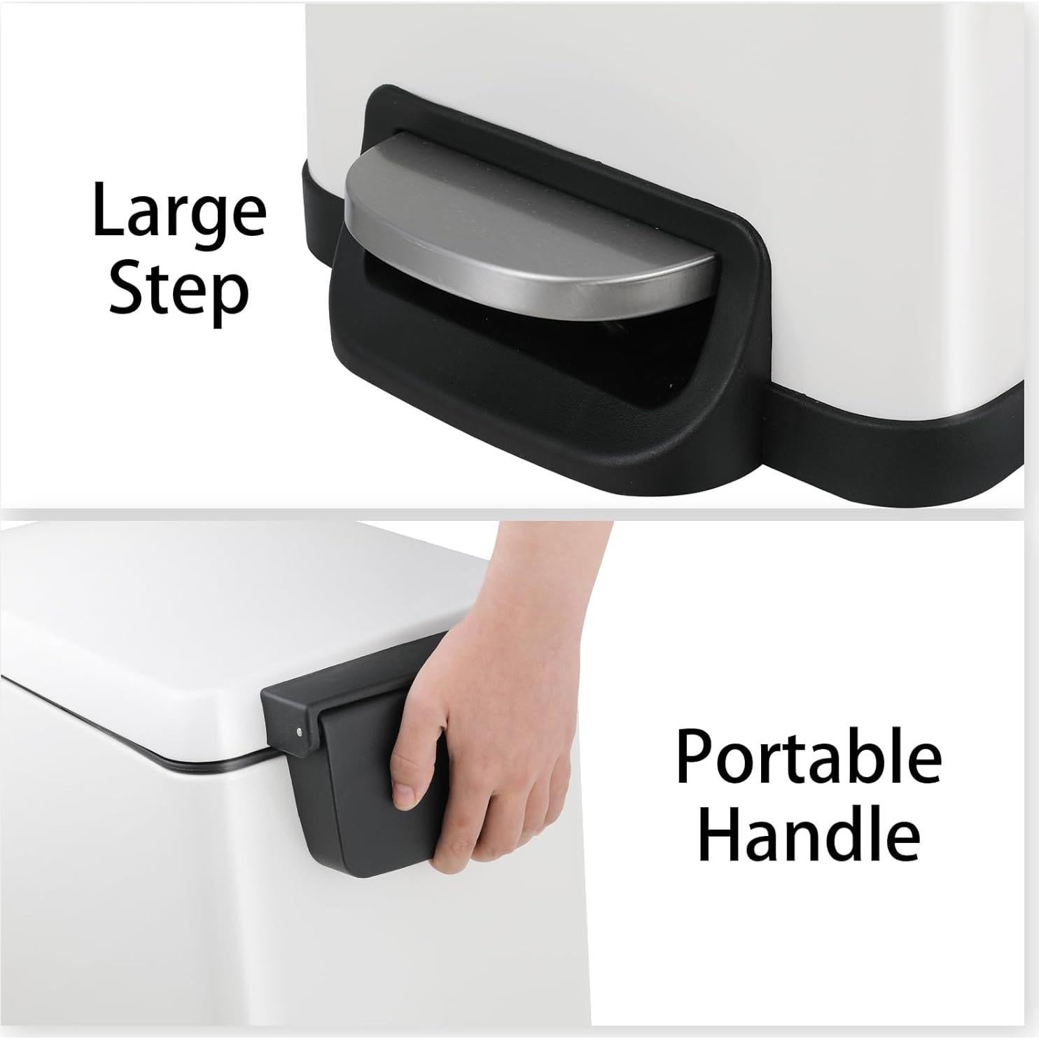 Cubo de Basura Arlopu 50L Acero Inoxidable Blanco con Tapa