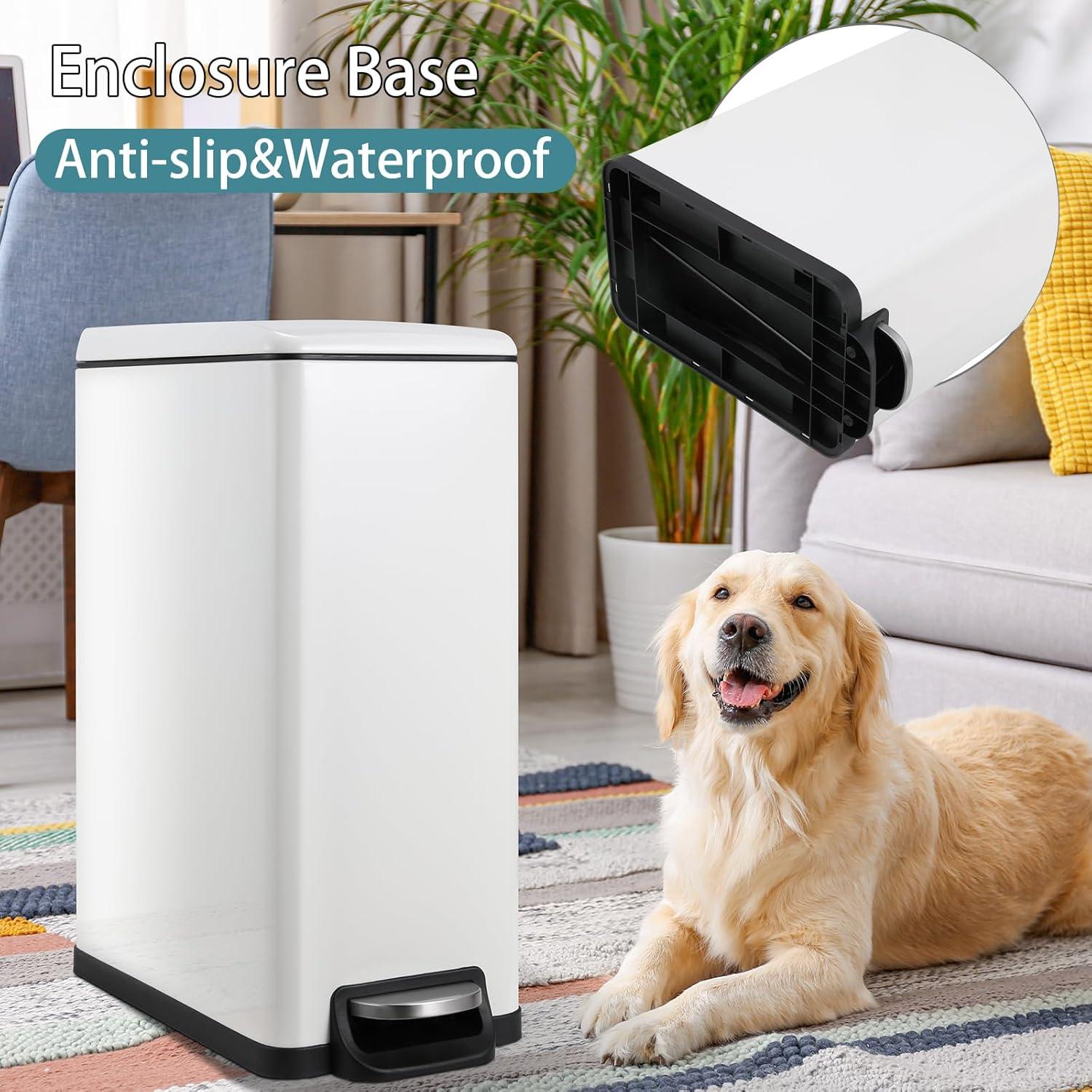 Cubo de Basura Arlopu 50L Acero Inoxidable Blanco con Tapa