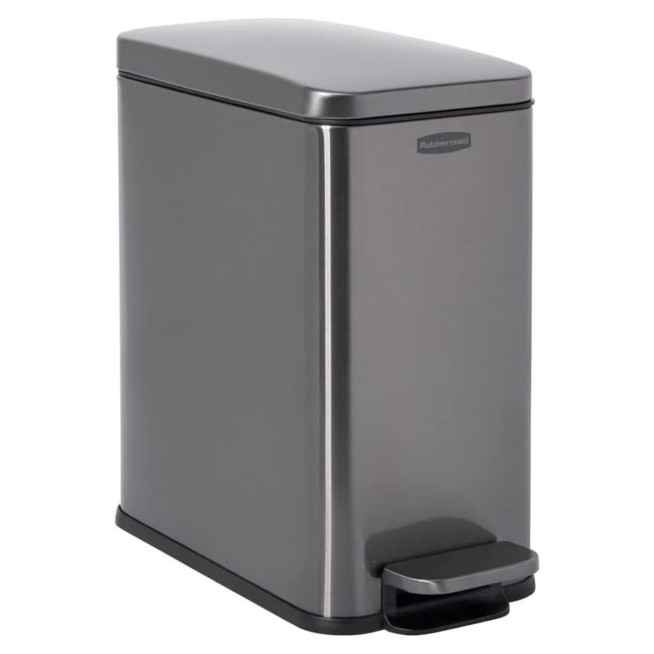 Papelera Slim Step-On Rubbermaid Acero Inoxidable 9.8L Carbón