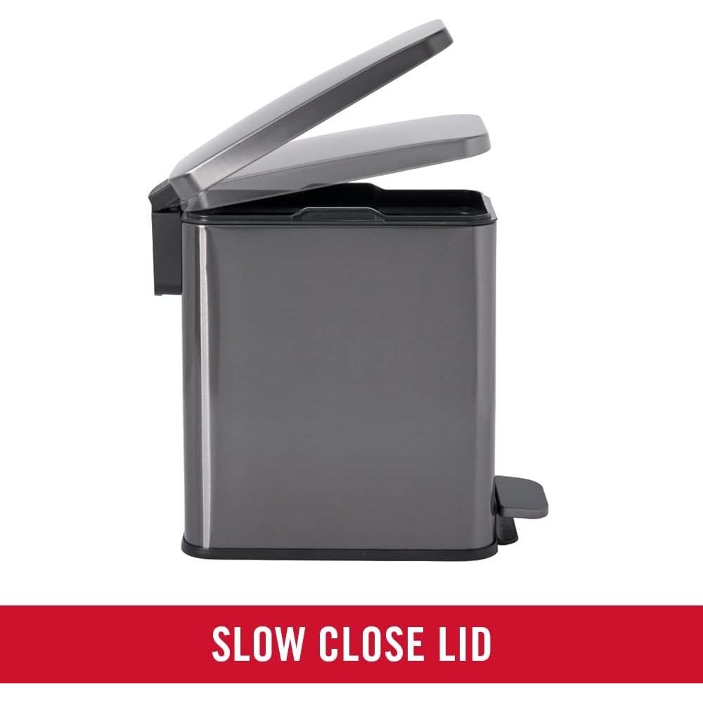 Papelera Slim Step-On Rubbermaid Acero Inoxidable 9.8L Carbón