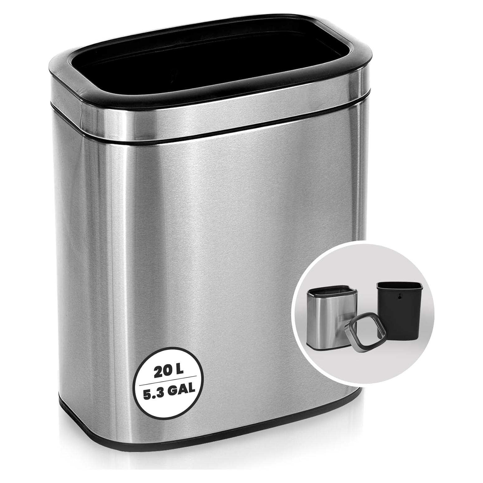 Basurero Abierto de Acero Inoxidable Alpine 20L - Diseño Moderno