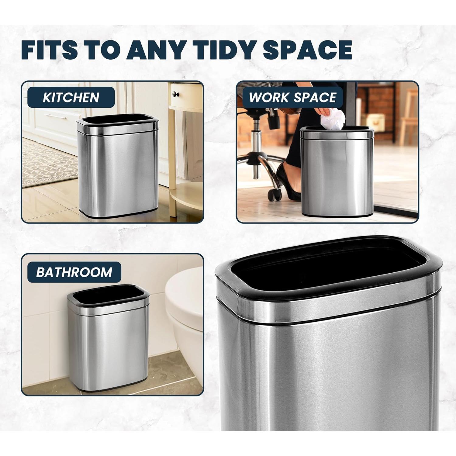 Basurero Abierto de Acero Inoxidable Alpine 20L - Diseño Moderno