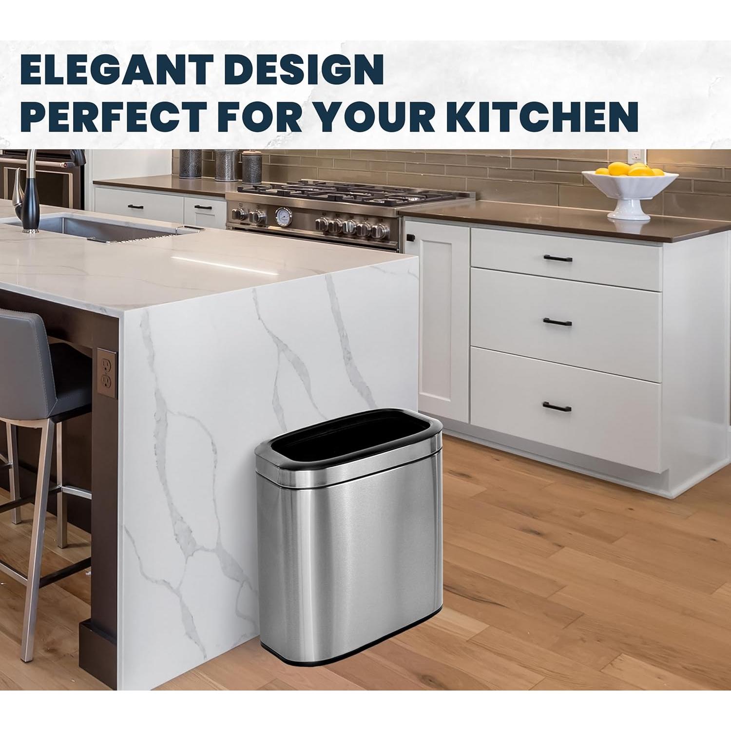 Basurero Abierto de Acero Inoxidable Alpine 20L - Diseño Moderno