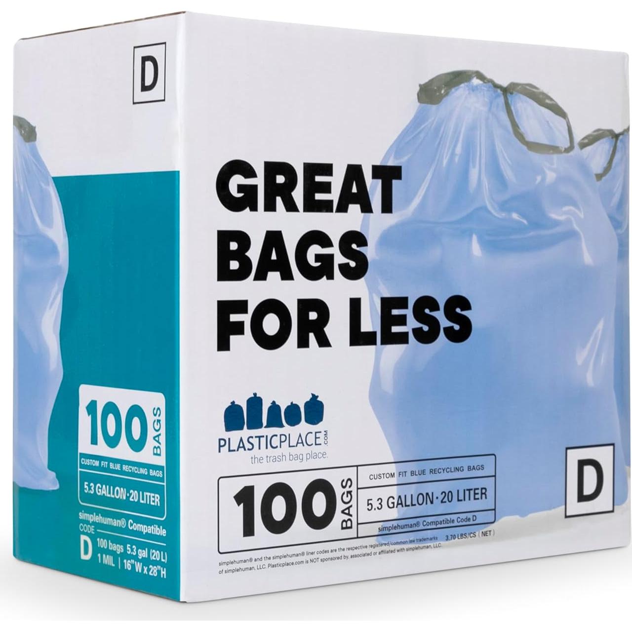 Bolsas de Basura Plasticplace Código D 100 Unidades 20L Azul