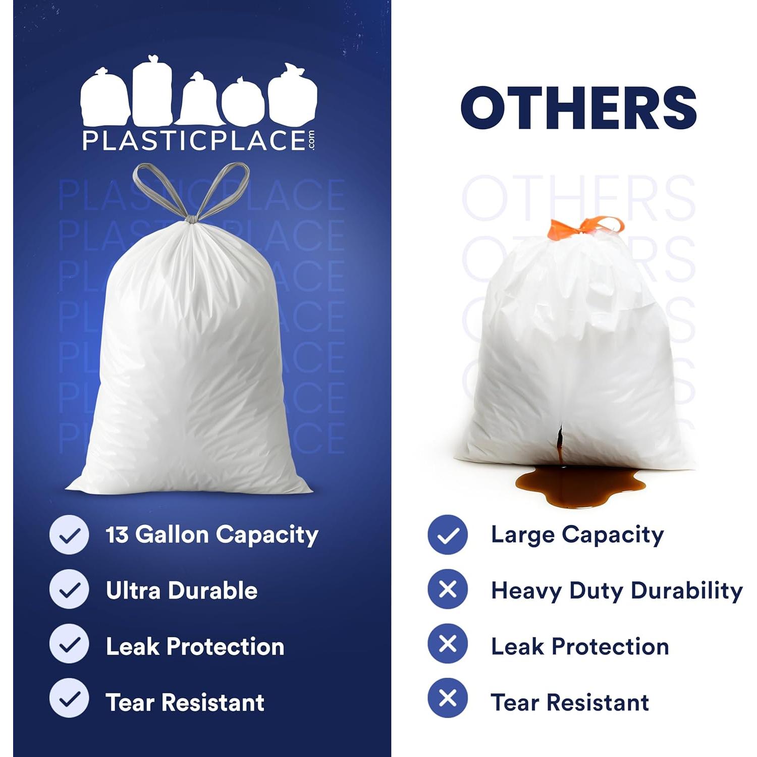 Bolsas de Basura de Cuerda Blanca 4 Galones Plasticplace - 200 Unidades