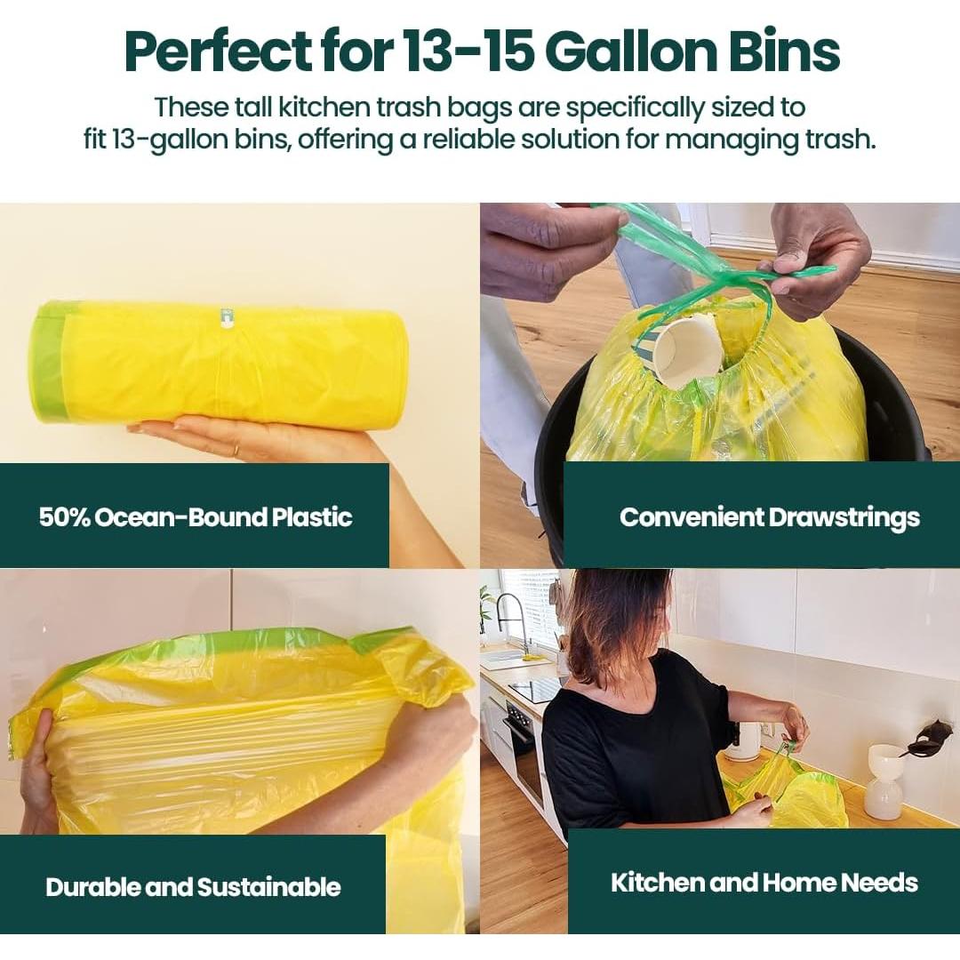 Bolsas de Basura 13 Galones ETSUS, 80 Unidades Recicladas