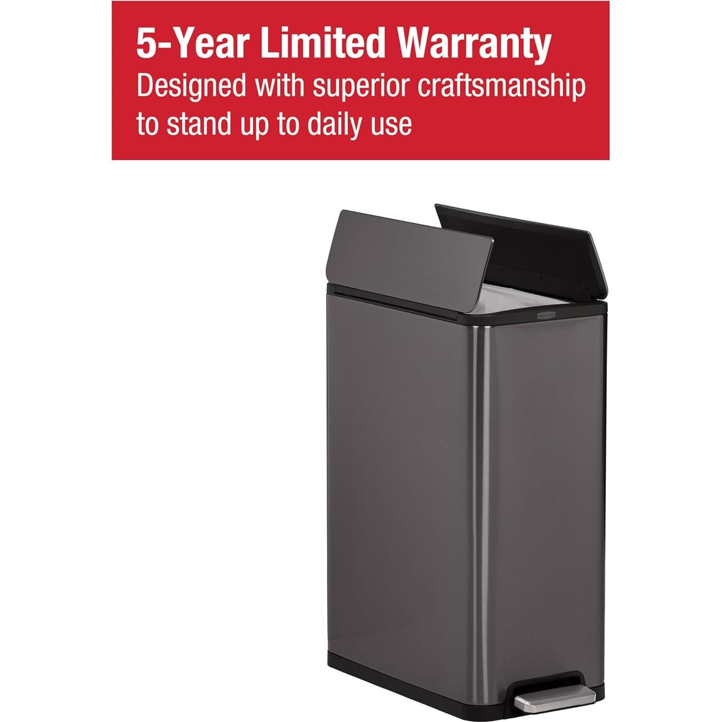 Papelera Slim Step-On Rubbermaid Elite 45.4L Carbón