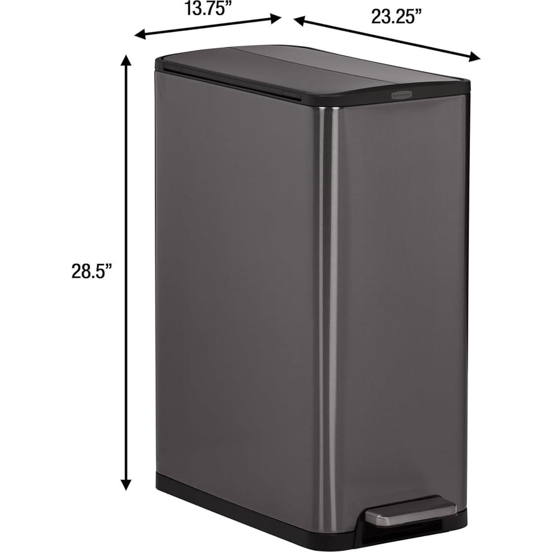 Papelera Slim Step-On Rubbermaid Elite 45.4L Carbón