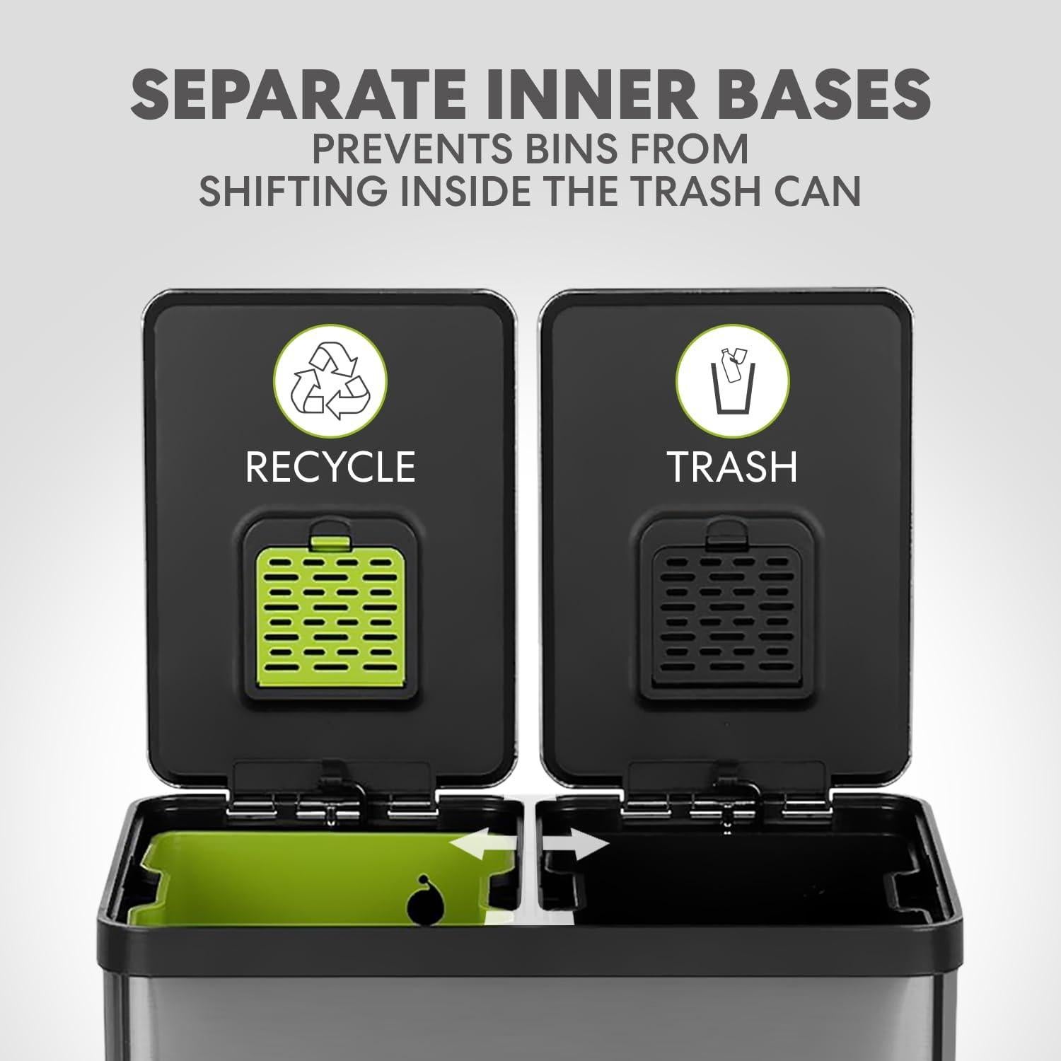 Cubo de Basura Doble Compartimento 60L Simpli-Magic Acero Inoxidable