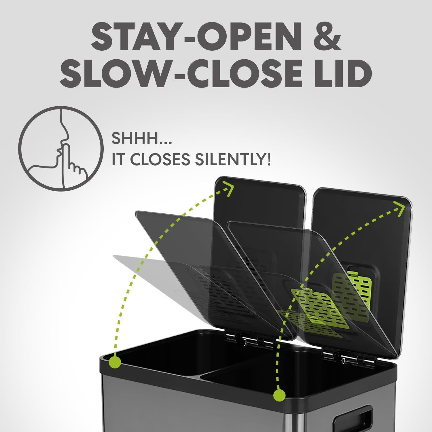 Cubo de Basura Doble Compartimento 60L Simpli-Magic Acero Inoxidable