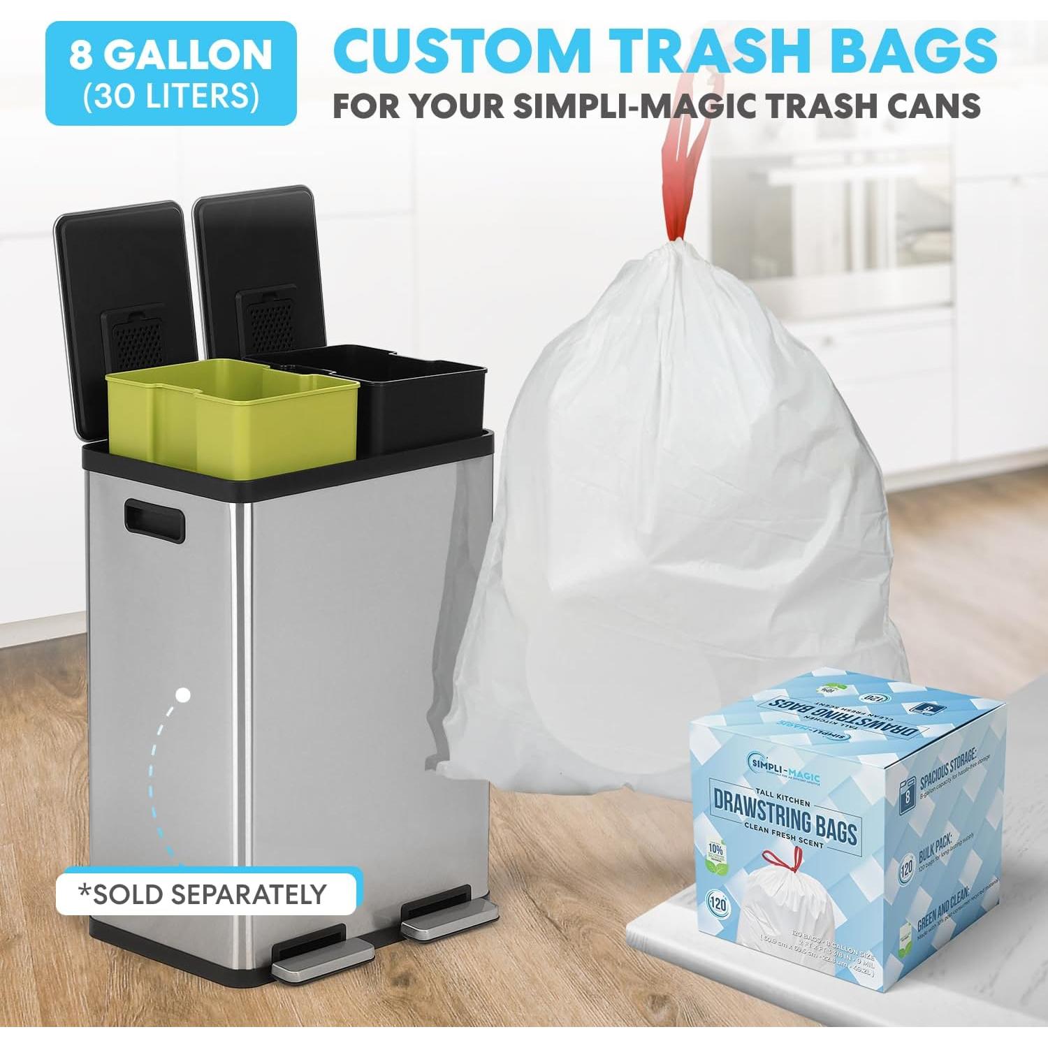 Cubo de Basura Doble Compartimento 60L Simpli-Magic Acero Inoxidable