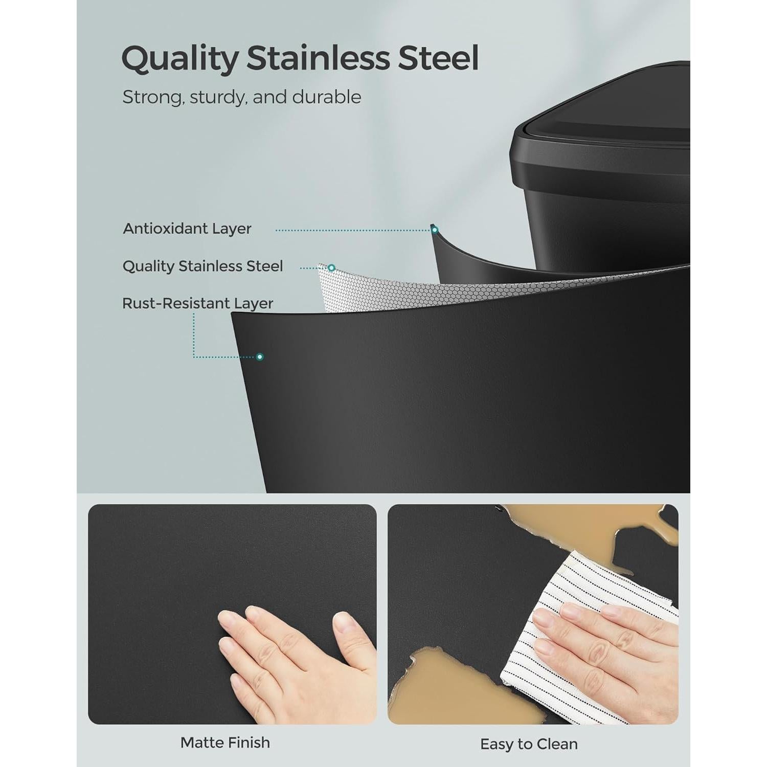 Cubo de Basura de Acero Inoxidable SONGMICS 50L con Pedal