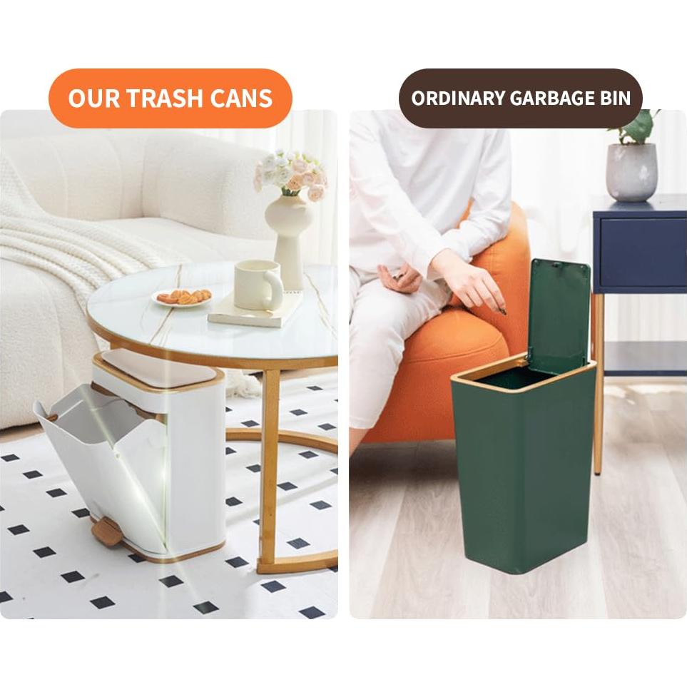 Cesto de Basura WanWanKa 12L Blanco con Tapa Antiodor