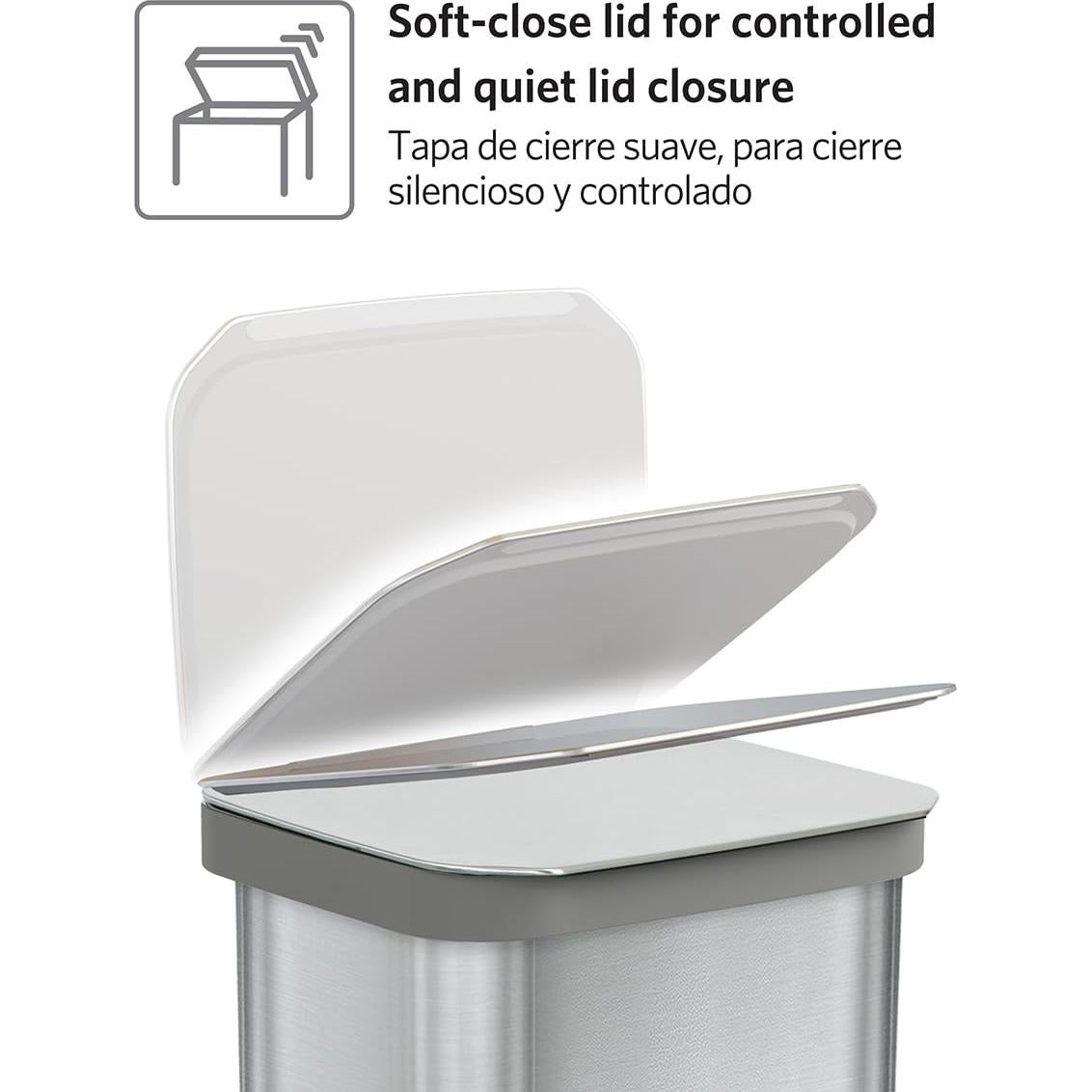 Cubeta de Basura de Acero Inoxidable Glad 49L con Tapa y Pedal