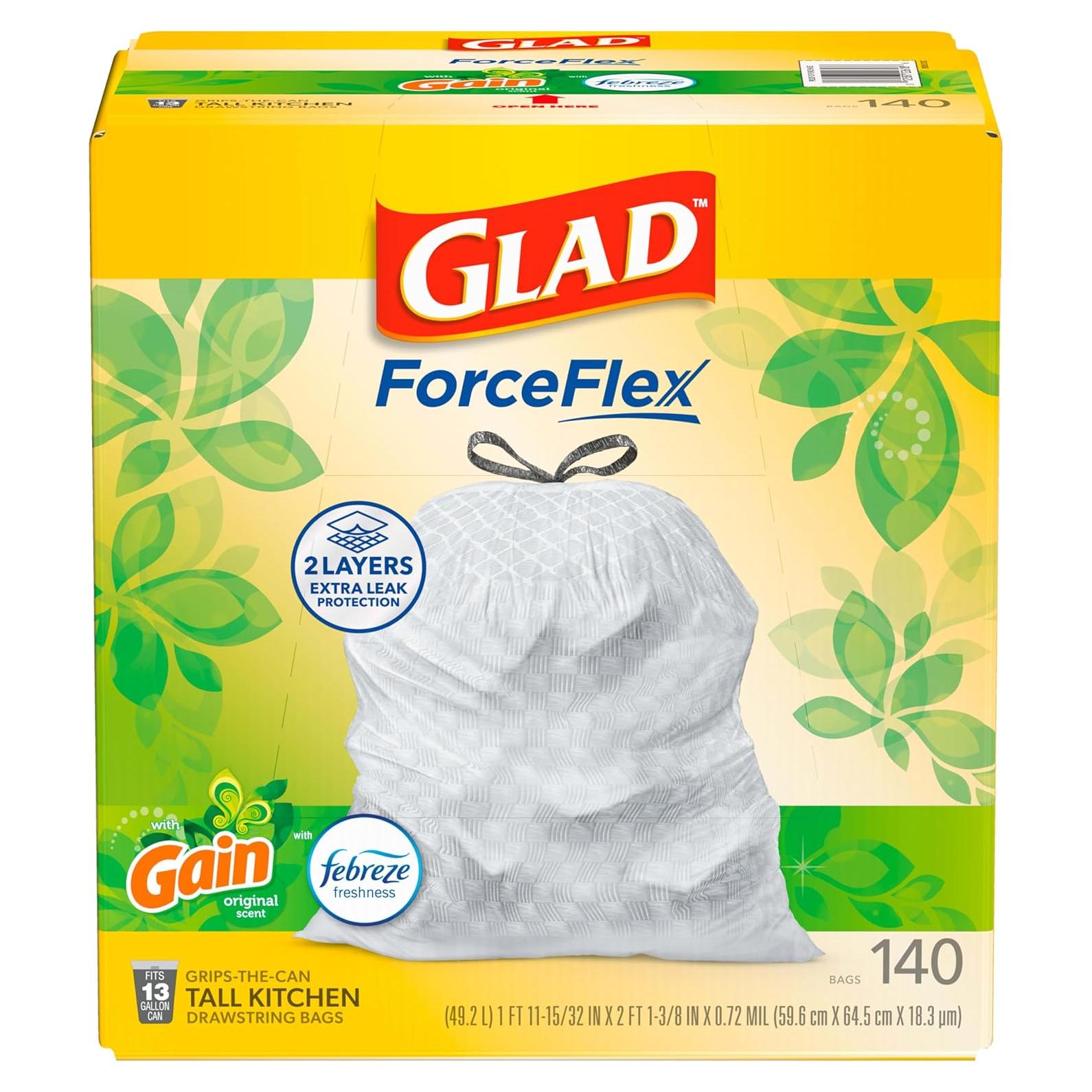 Bolsas de Basura Altas Glad ForceFlex 49.2L Aroma Gain 140 Unidades