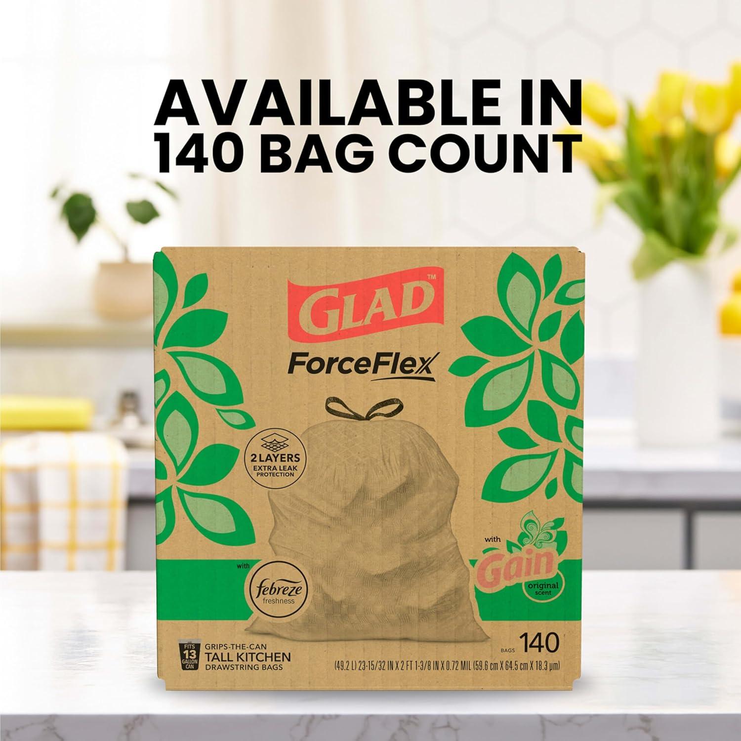 Bolsas de Basura Altas Glad ForceFlex 49.2L Aroma Gain 140 Unidades