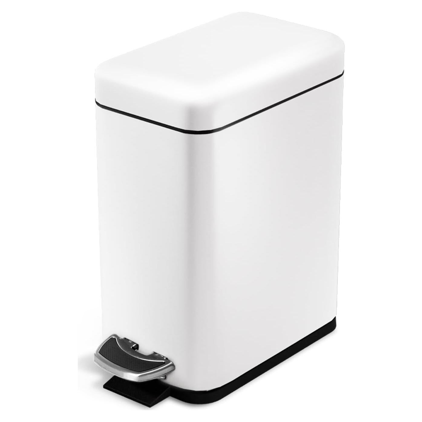 Basurero de Baño Home Zone Living 5L Acero Inoxidable Blanco