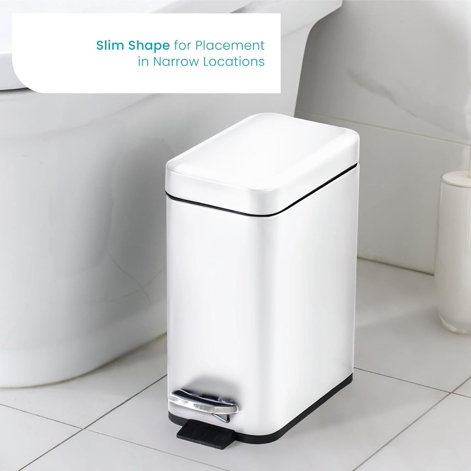 Basurero de Baño Home Zone Living 5L Acero Inoxidable Blanco