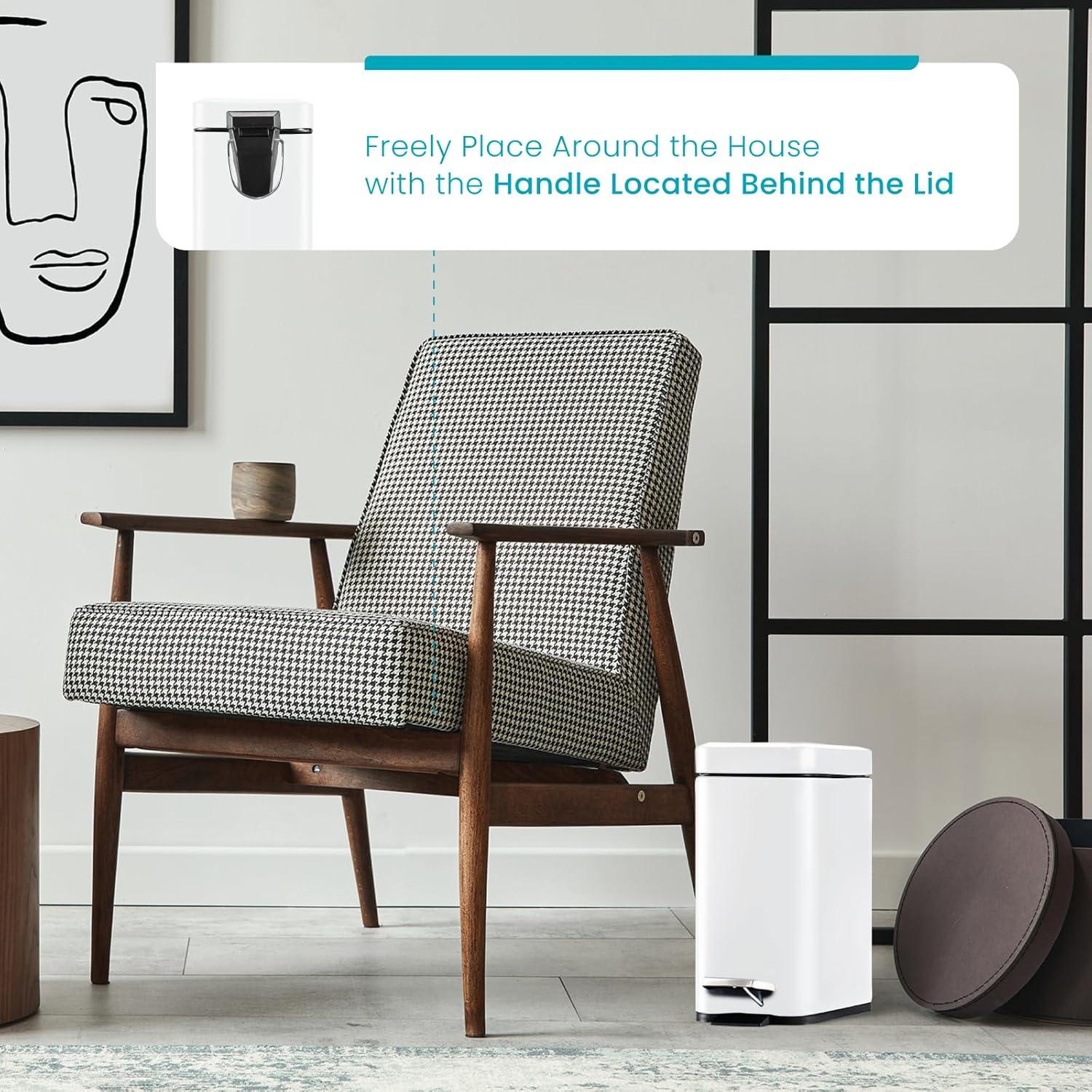 Basurero de Baño Home Zone Living 5L Acero Inoxidable Blanco