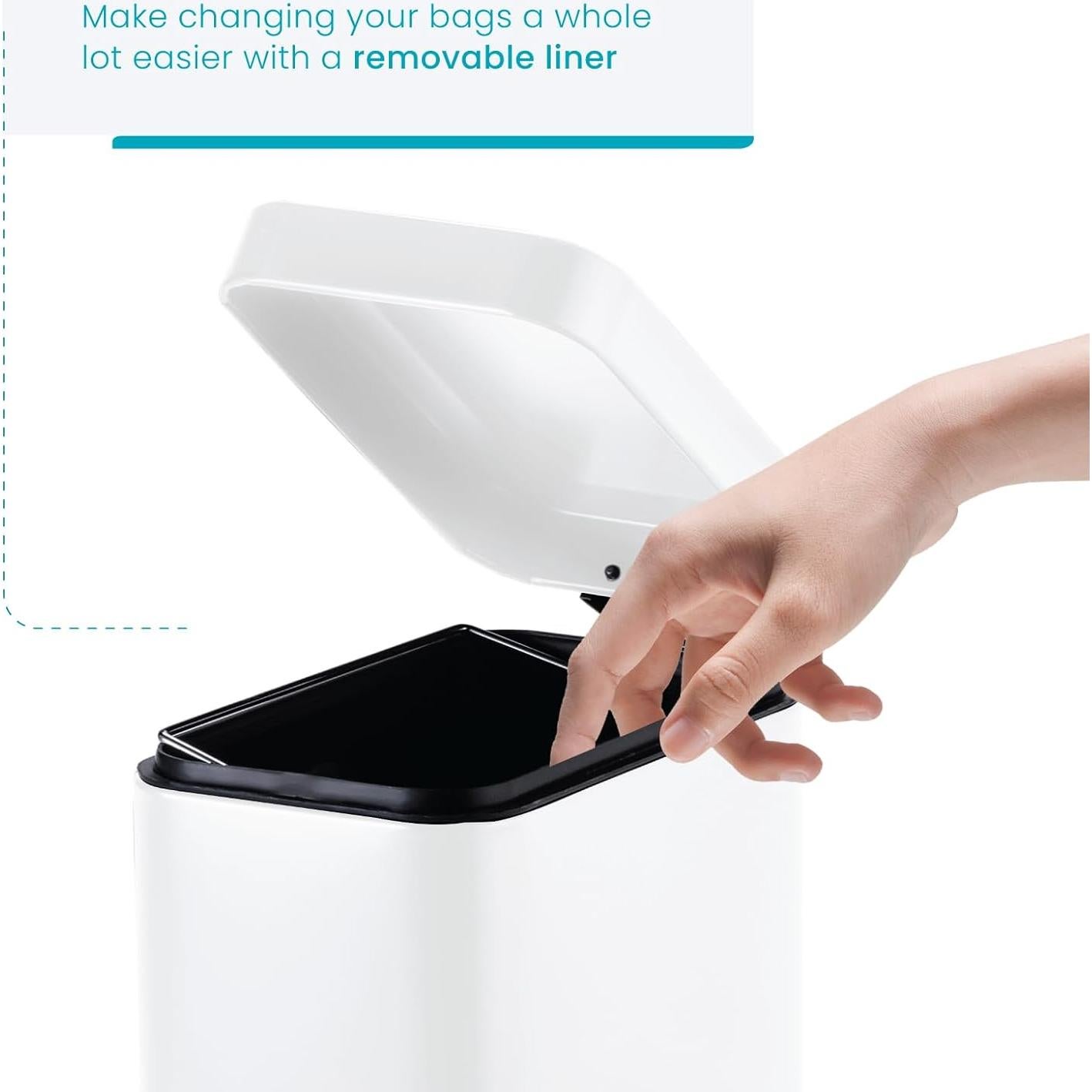 Basurero de Baño Home Zone Living 5L Acero Inoxidable Blanco