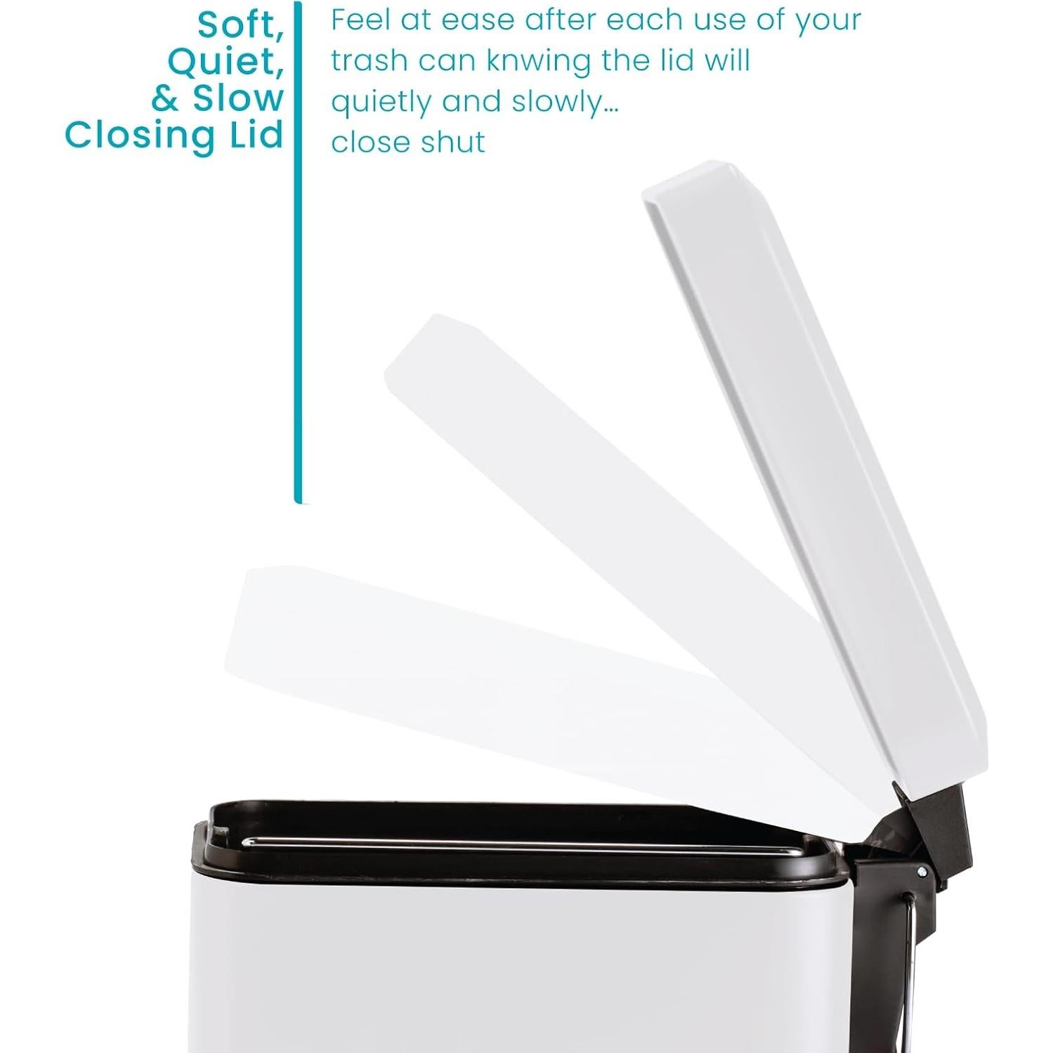 Basurero de Baño Home Zone Living 5L Acero Inoxidable Blanco