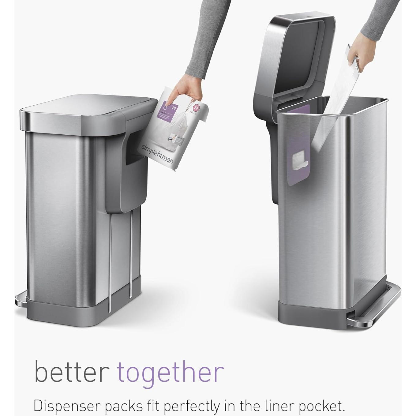 Forros de Basura Ajustados simplehuman Código Q 65L 200 Contador