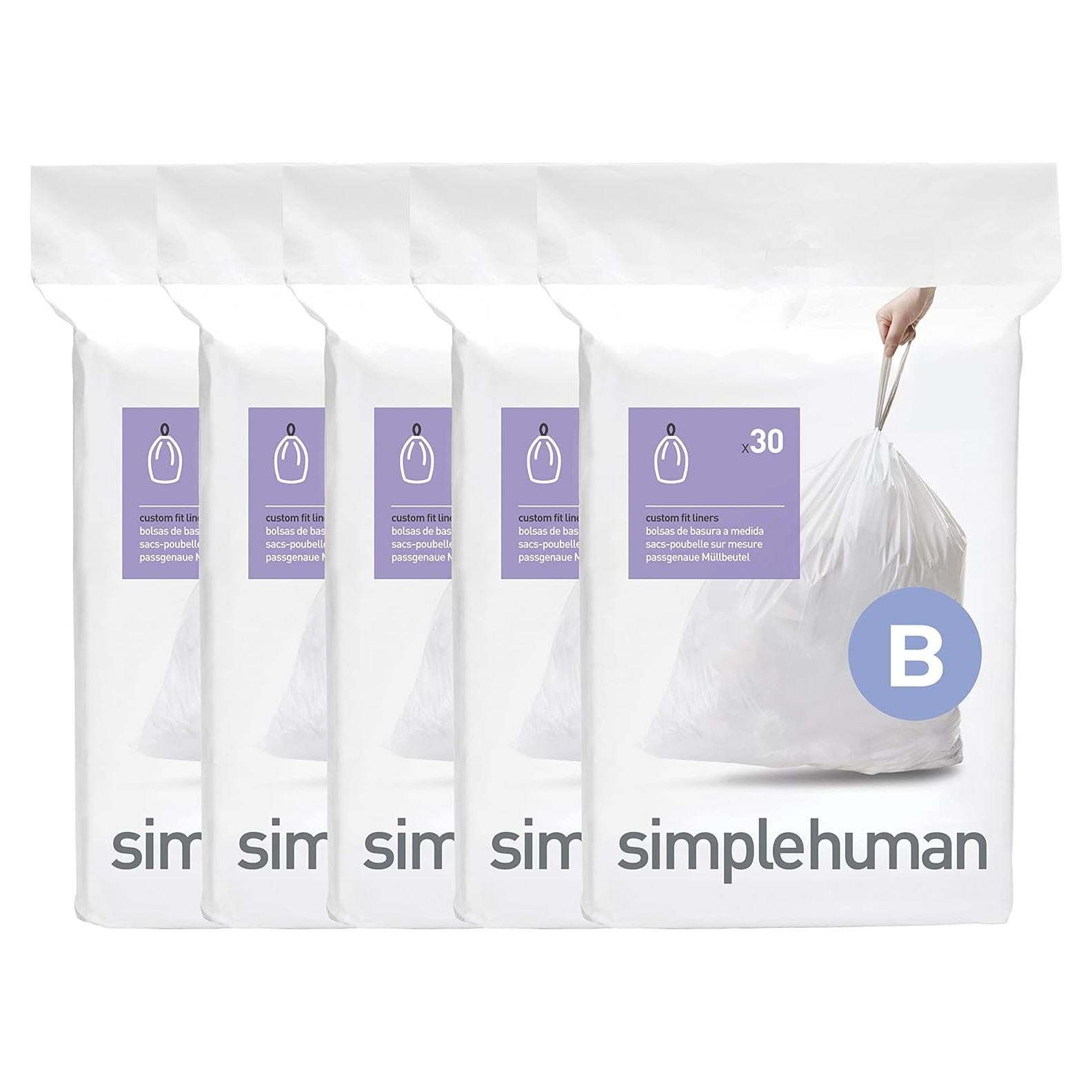 Forros de Basura Ajustados simplehuman Código B 150 Contador 6L