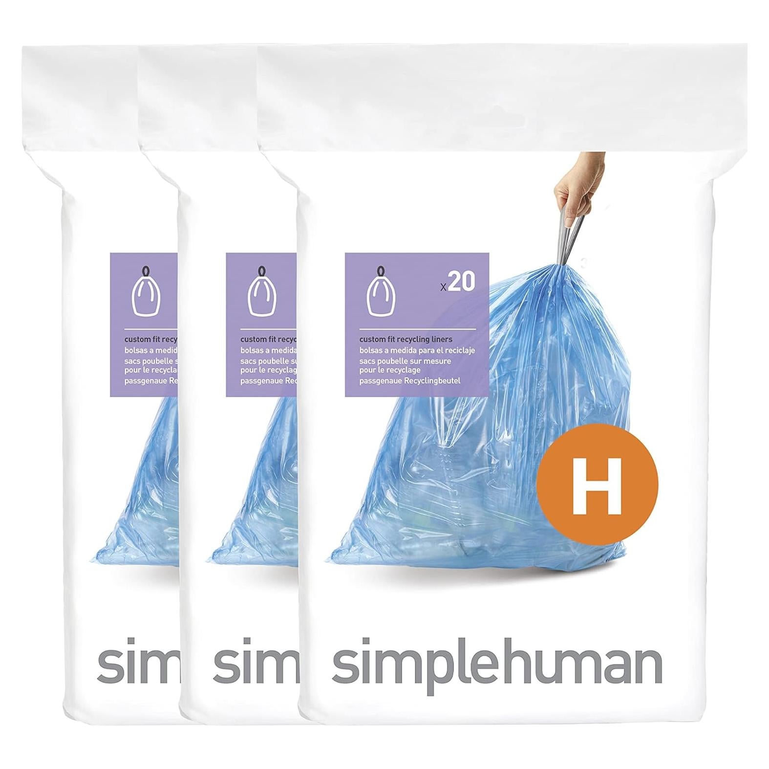 Bolsas de Basura simplehuman Código H 60 Unidades 30-35L Azul