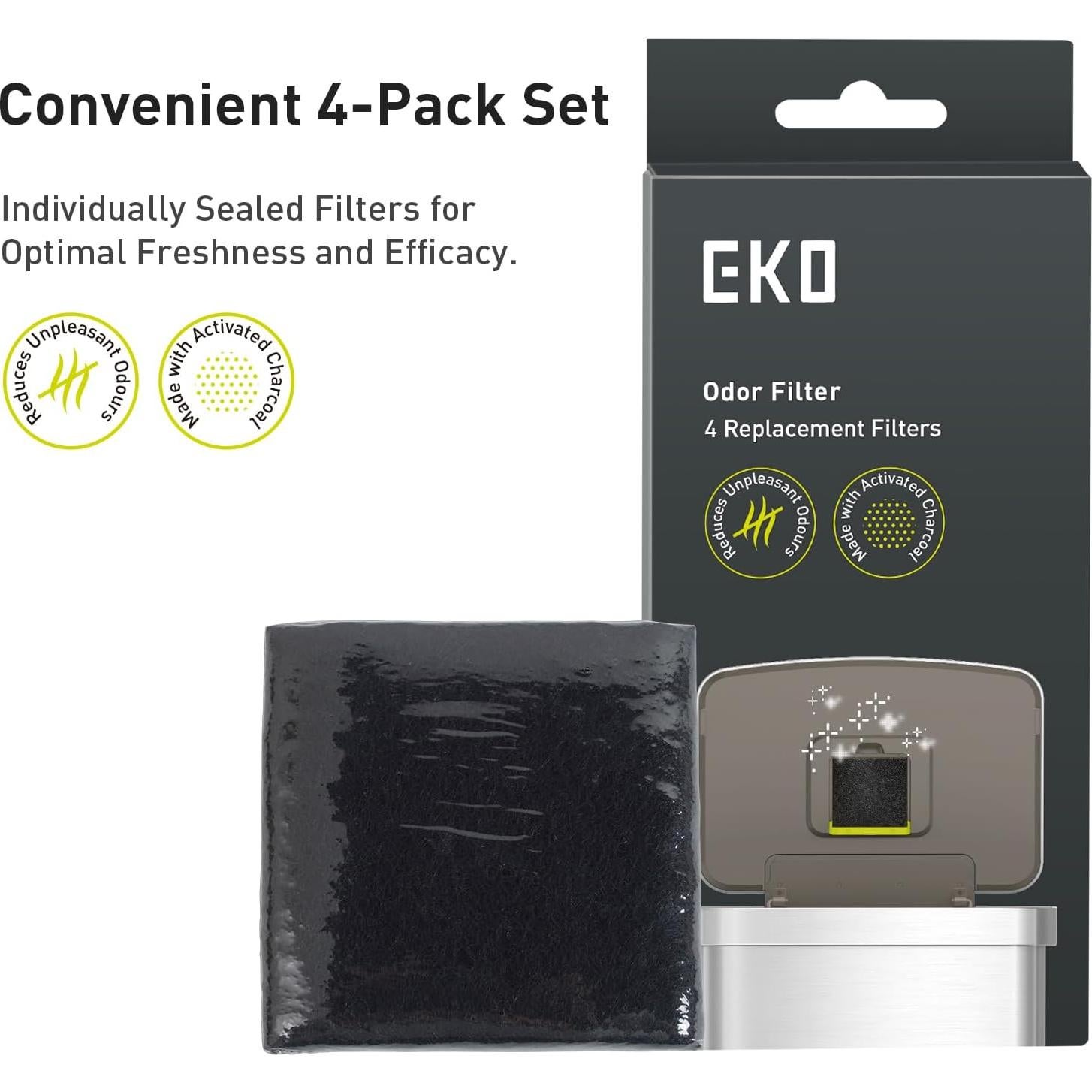 Filtros de Olor EKO de Carbón Activado - Paquete de 4 Reemplazos