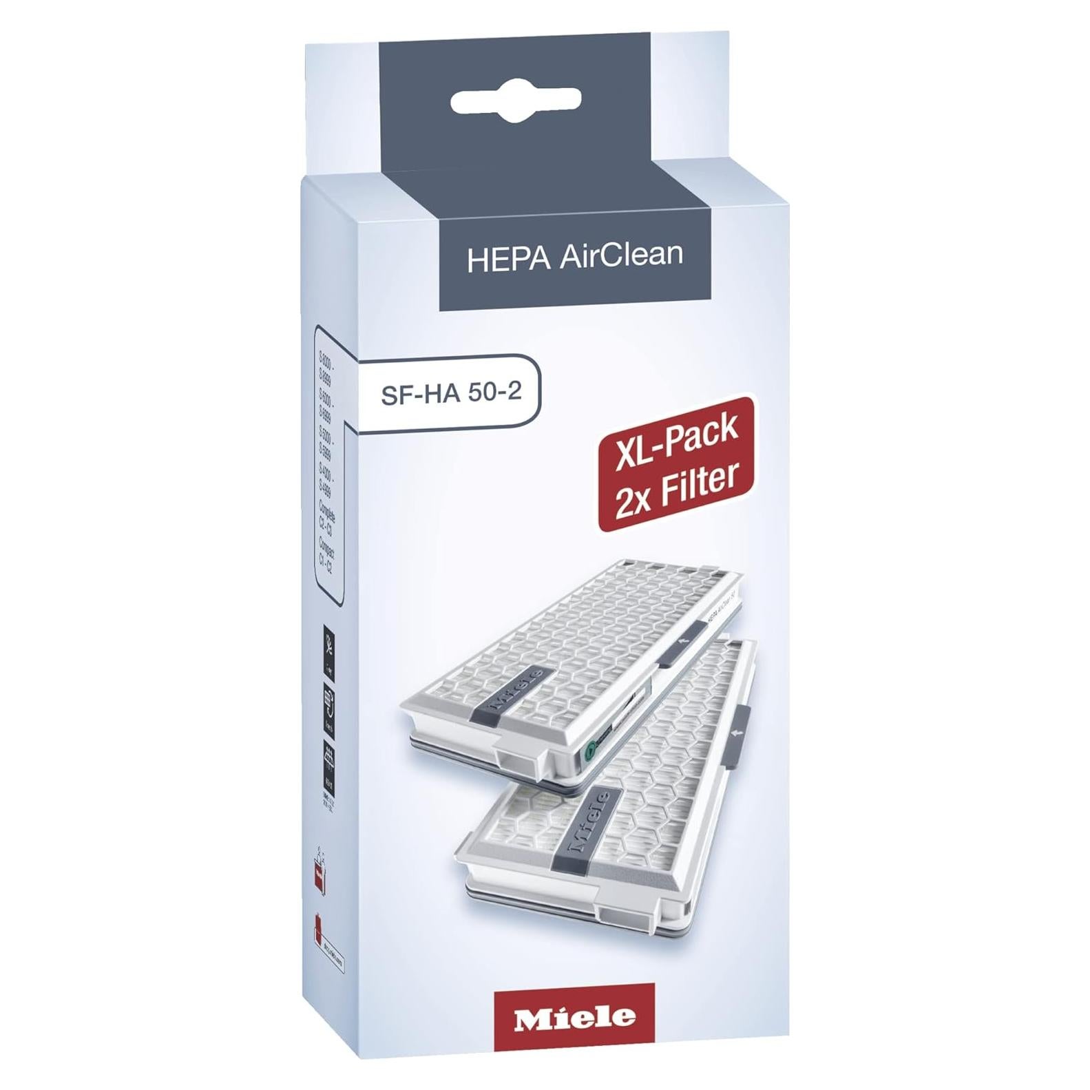 Filtro HEPA Miele SFHA50-2, Paquete XL 2 Filtros, 99.95% Eficiencia